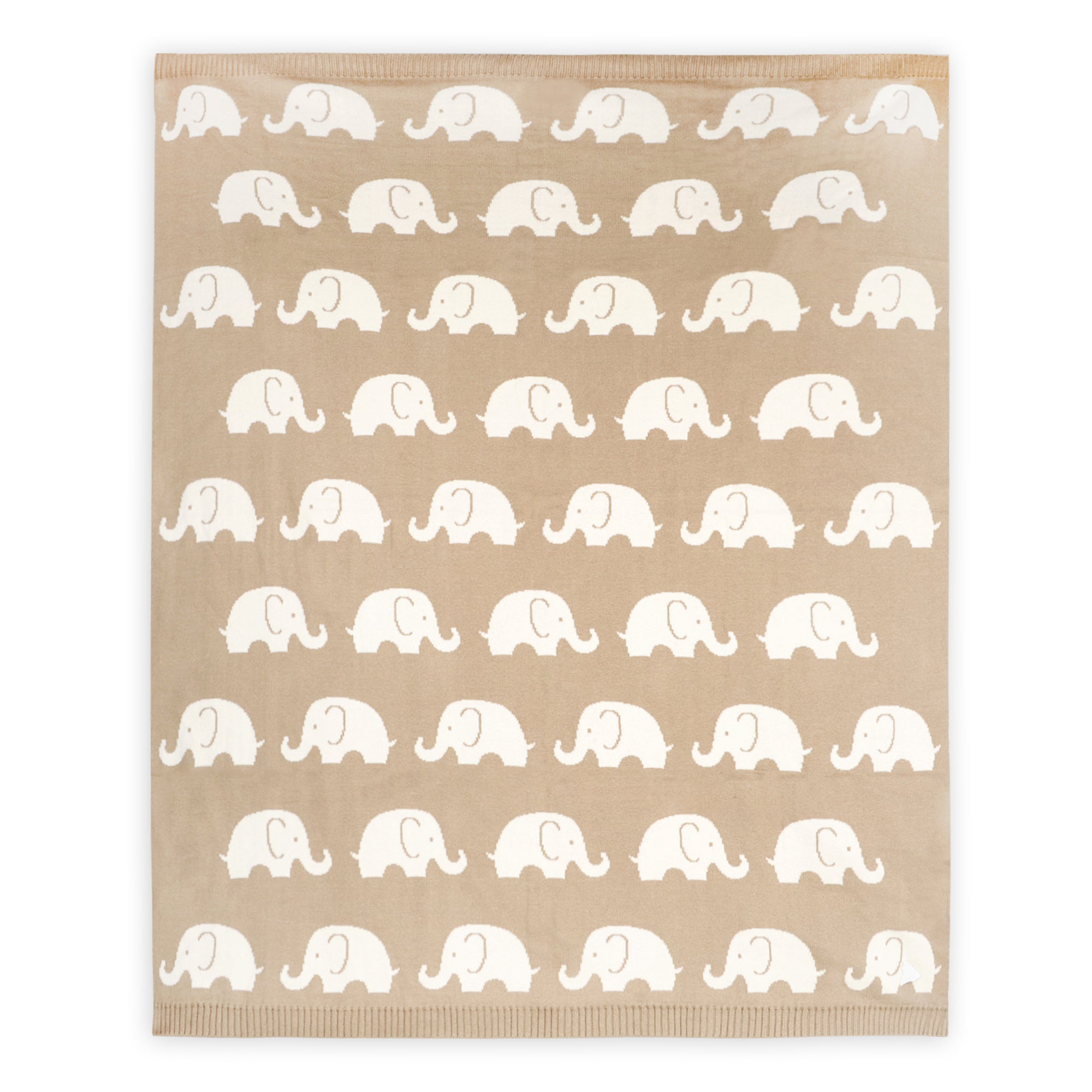 Elephant Trail - Organic Cotton Jacquard Sweater Knit Baby Blanket Front