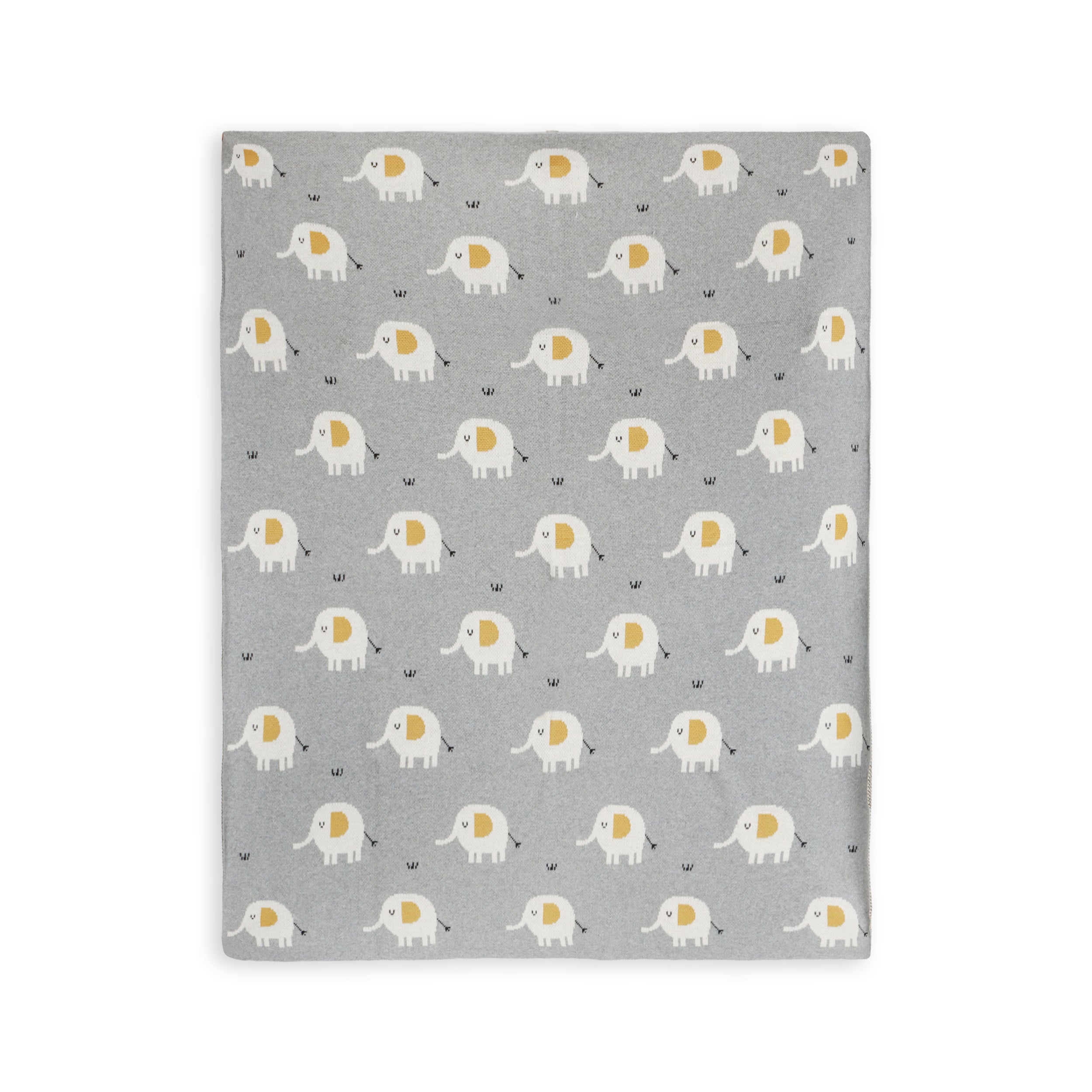 Elephant - Jacquard Sweater Knit Baby Blanket (Organic Cotton)