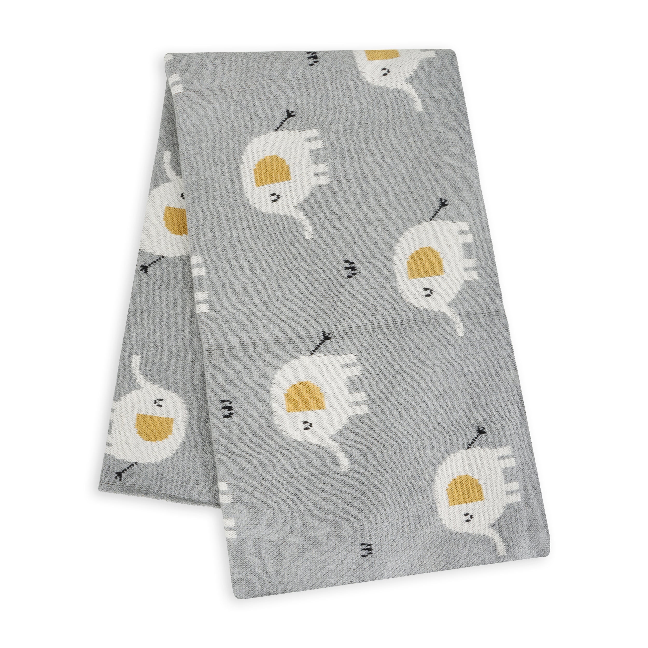 Elephant - Jacquard Sweater Knit Baby Blanket (Organic Cotton)