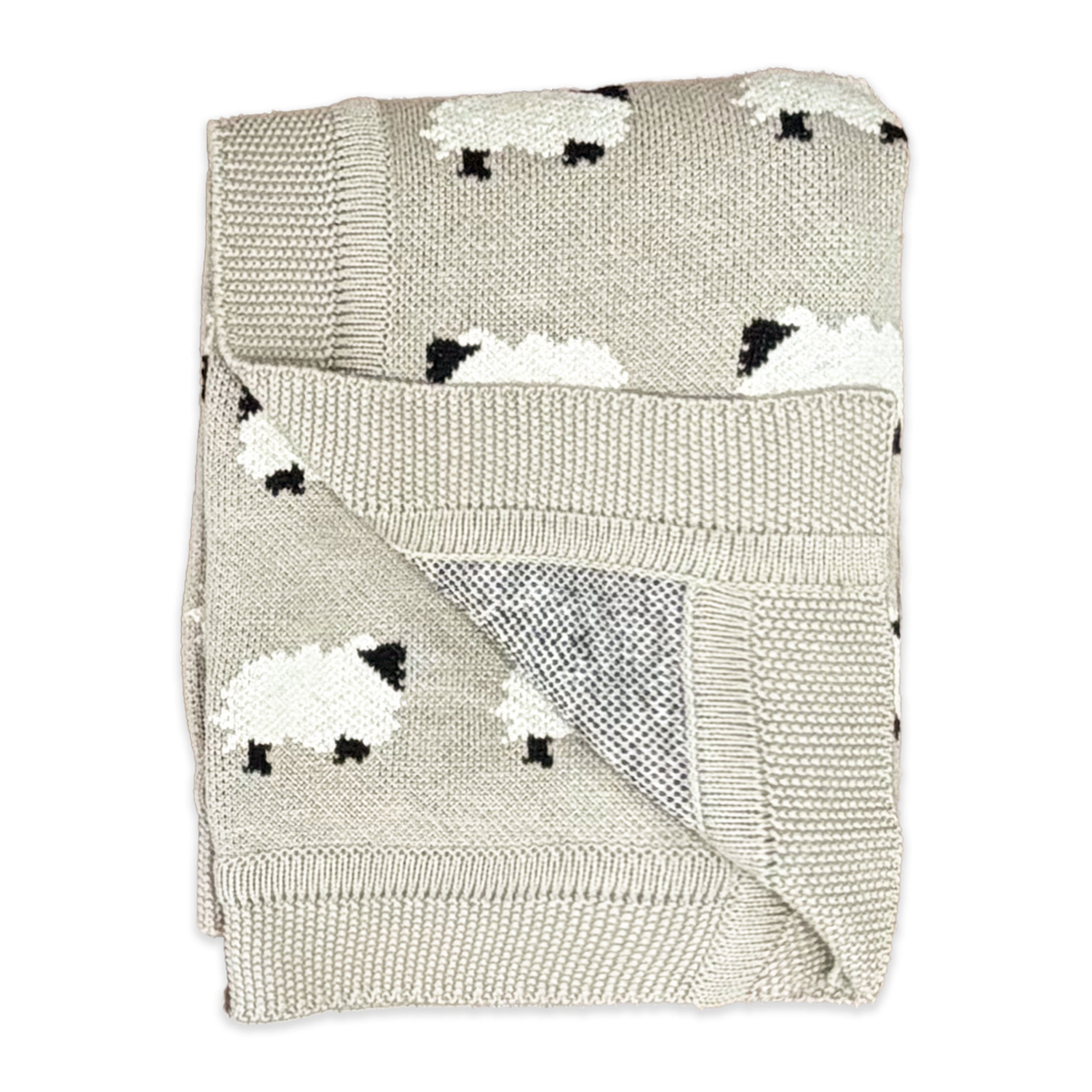 Furry Sheep - Jacquard Sweater Knit Baby Blanket (Organic Cotton) - Underside Texture