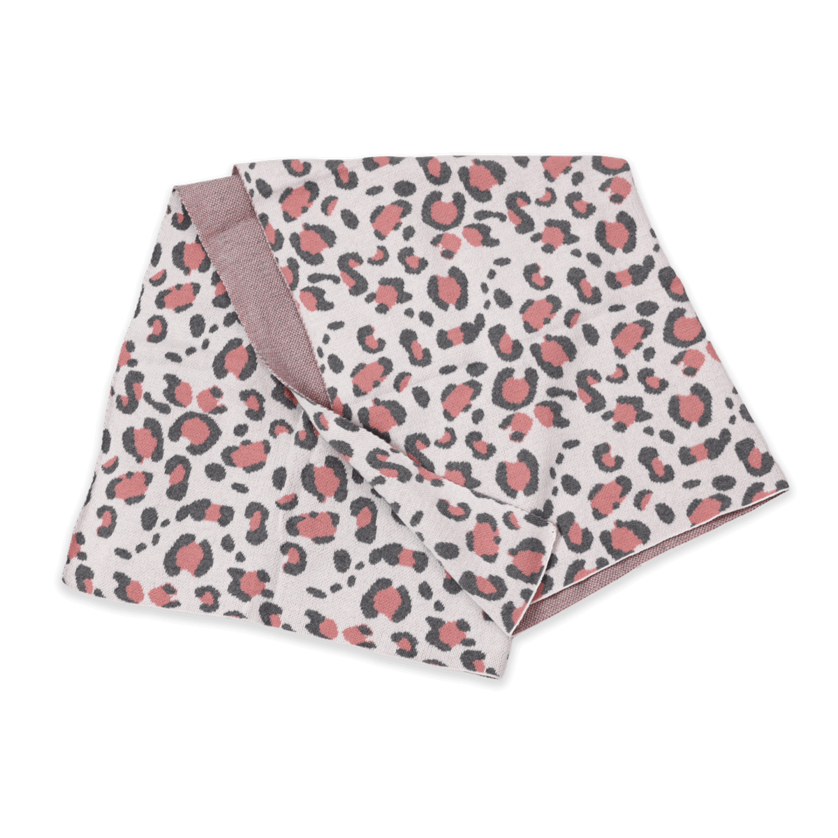 Pink Leopard - Jacquard Sweater Knit Baby Blanket (Organic Cotton)
