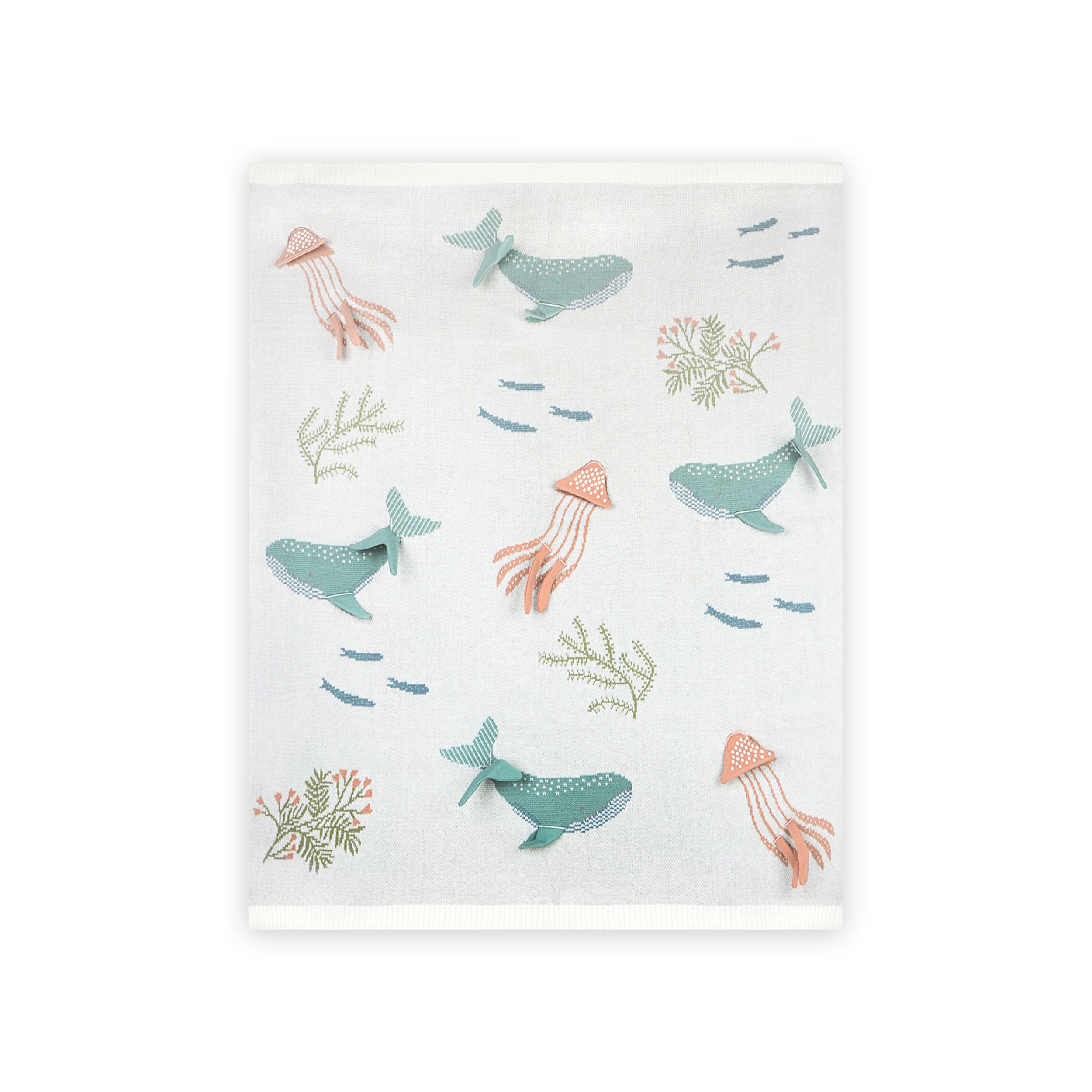 Ocean Jellyfish 3D - Organic Cotton Jacquard Sweater Knit Baby Blankets