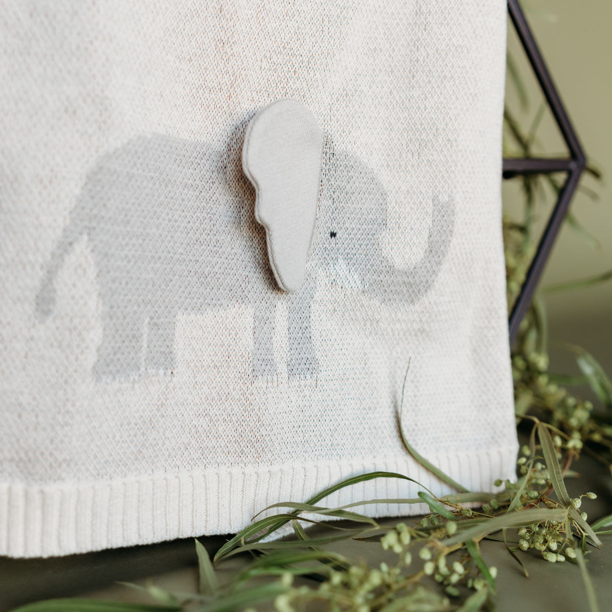 Savannah Safari Animals - 3D Jacquard Sweater Knit Baby Blanket (Organic Cotton)
