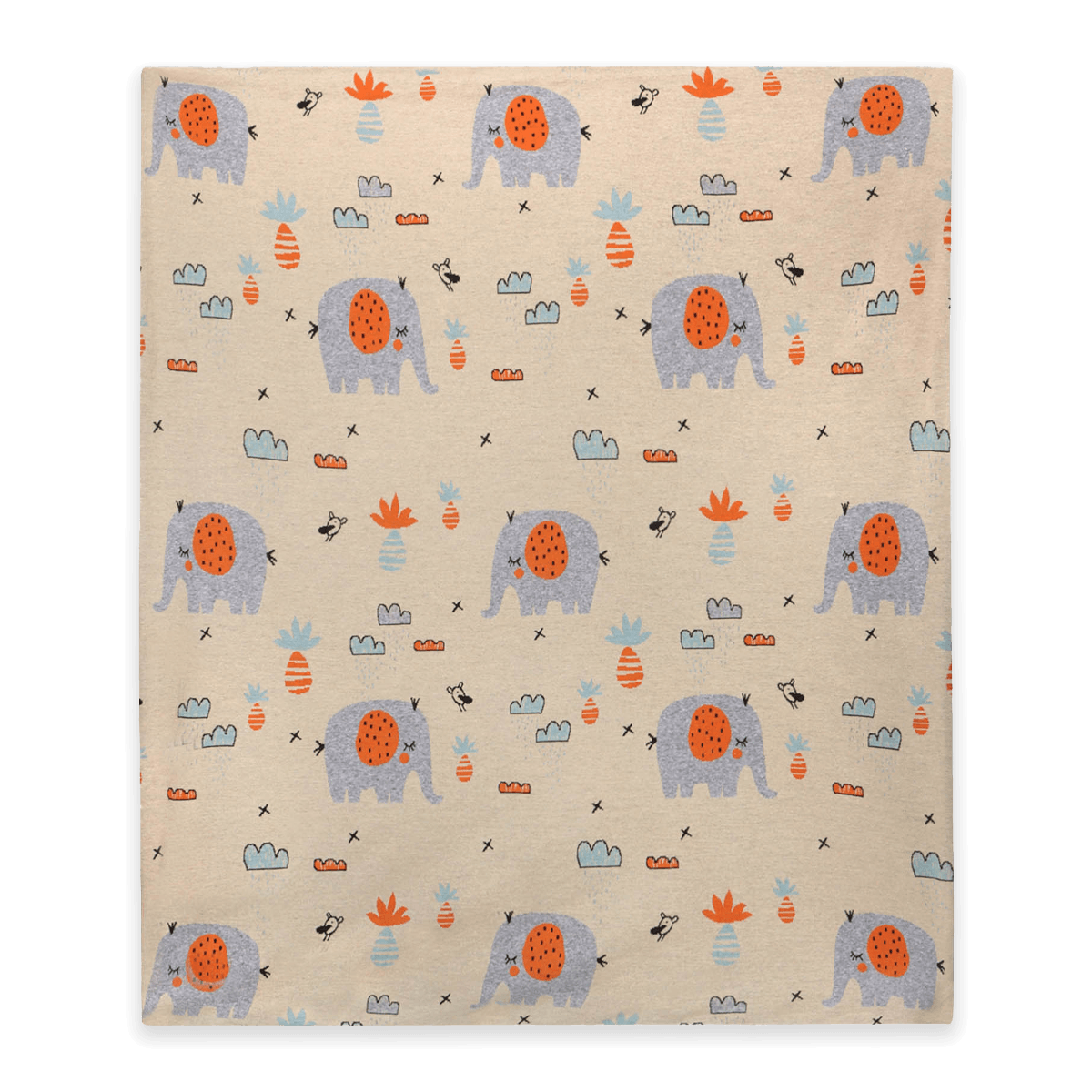 Elephant Safari - Cozy Sherpa Jacquard Sweater Knit Baby Blanket (Organic Cotton)