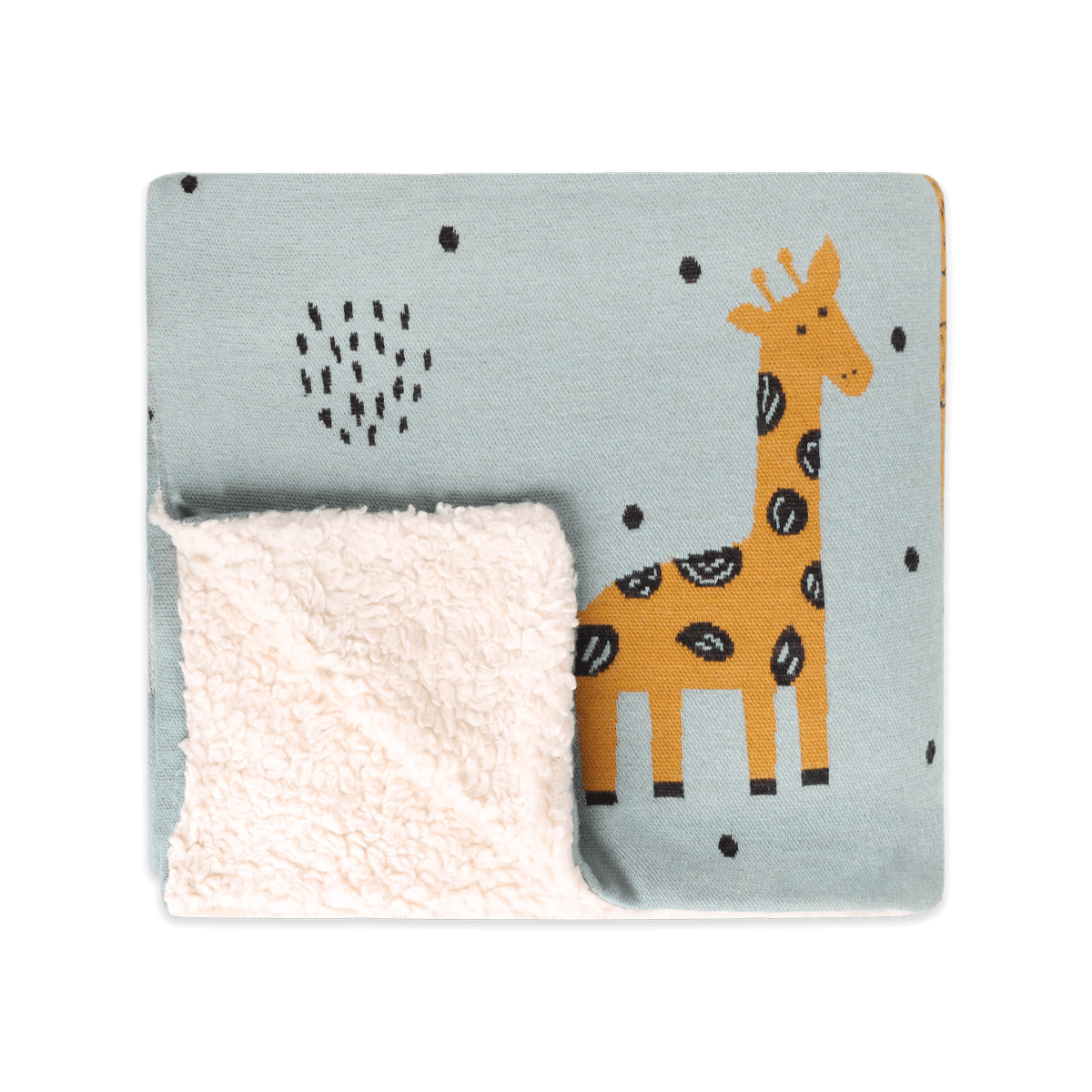Giraffe Safari - Cozy Sherpa Jacquard Sweater Knit Baby Blanket (Organic Cotton)