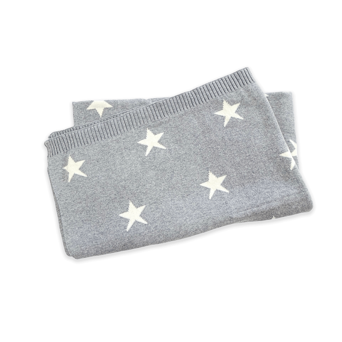Stars - Reversible Jacquard Sweater Knit Baby Blanket (Organic Cotton) - Grey Heather
