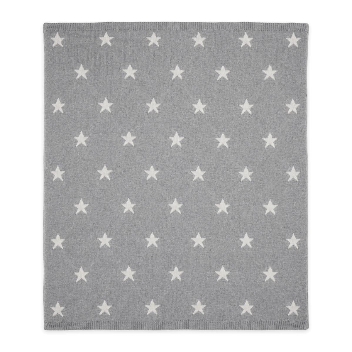 Stars - Reversible Jacquard Sweater Knit Baby Blanket in Heather Grey