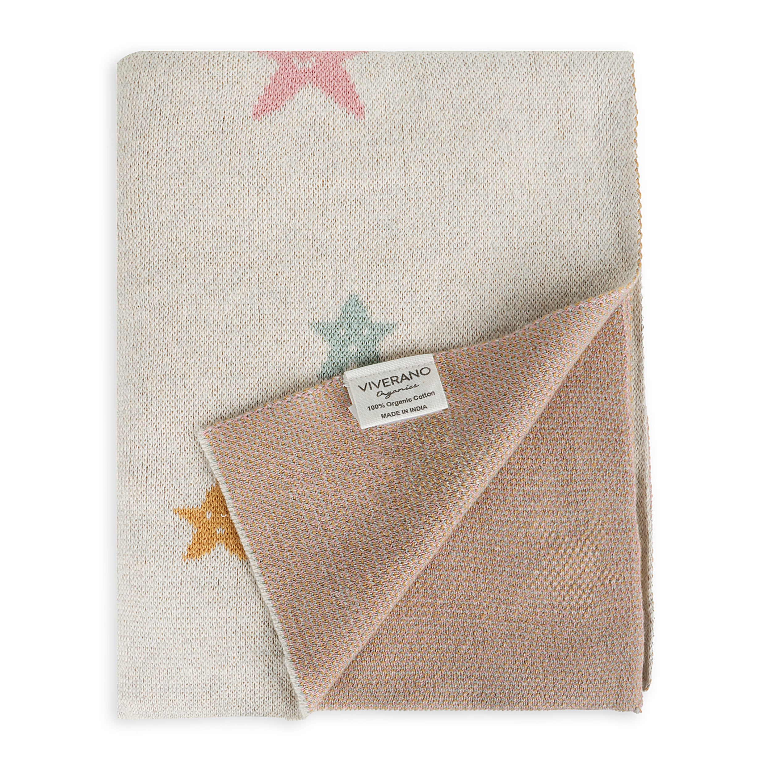 Stars - Jacquard Sweater Knit Baby Blanket (Organic Cotton) by Viverano