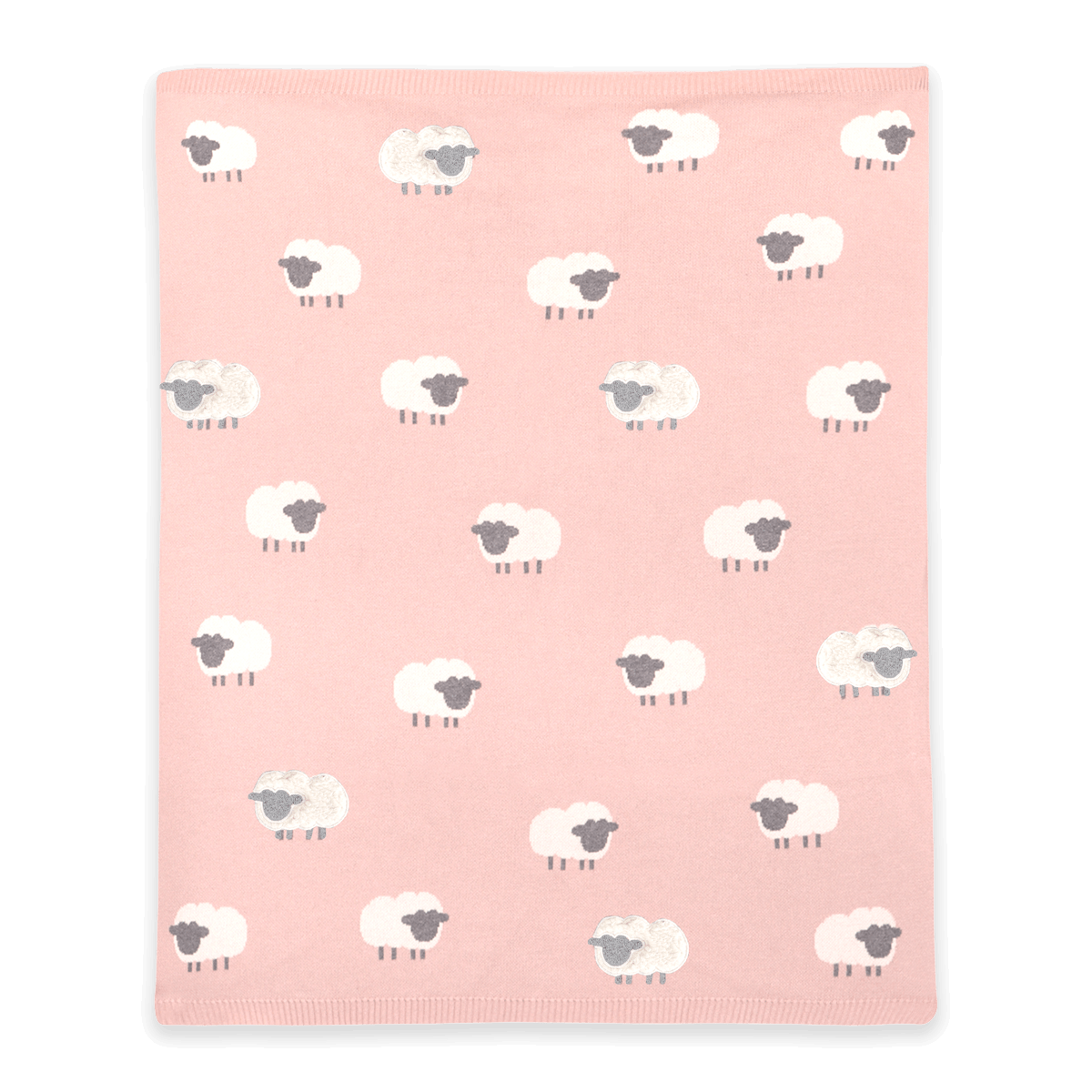 Pink Woolly Lamb - 3D Jacquard Sweater Knit Baby Blanket (Organic Cotton)