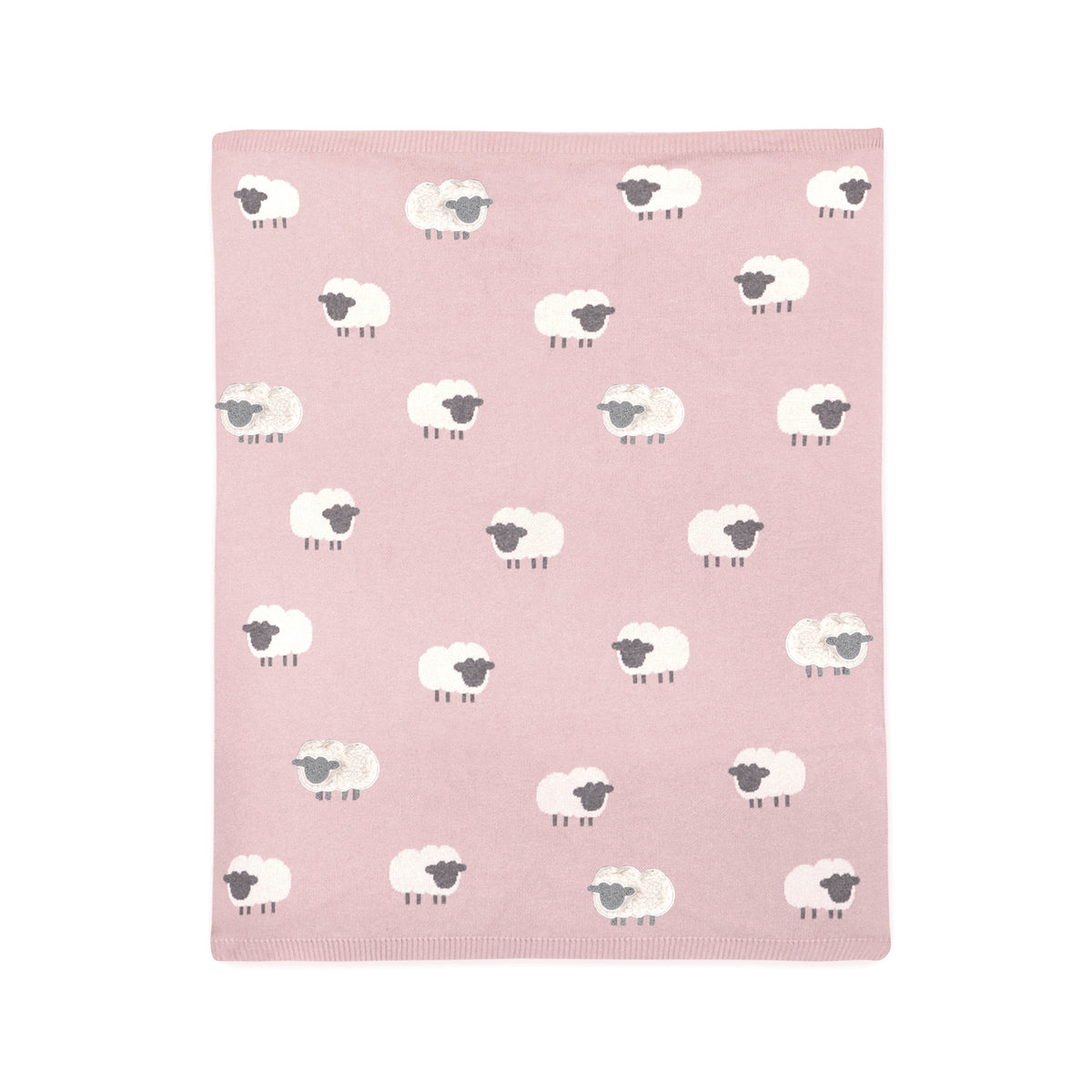 Pink Woolly Lamb - 3D Jacquard Sweater Knit Baby Blanket (Organic Cotton)