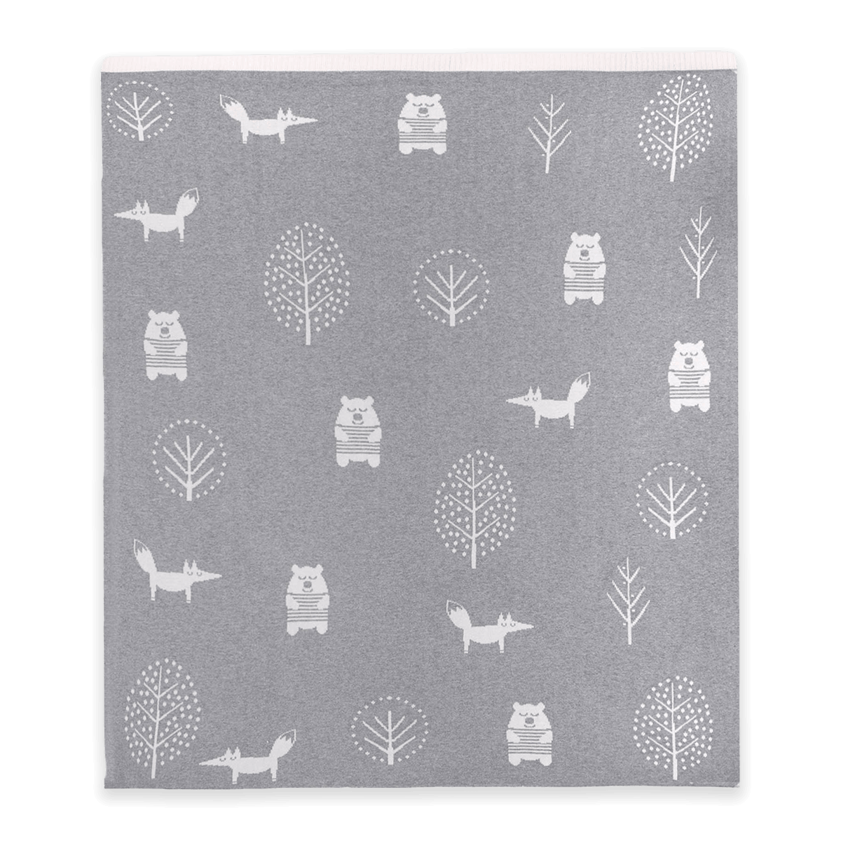 Into The Woods Bear - Reversible Jacquard Sweater Knit Baby Blanket (Organic Cotton)