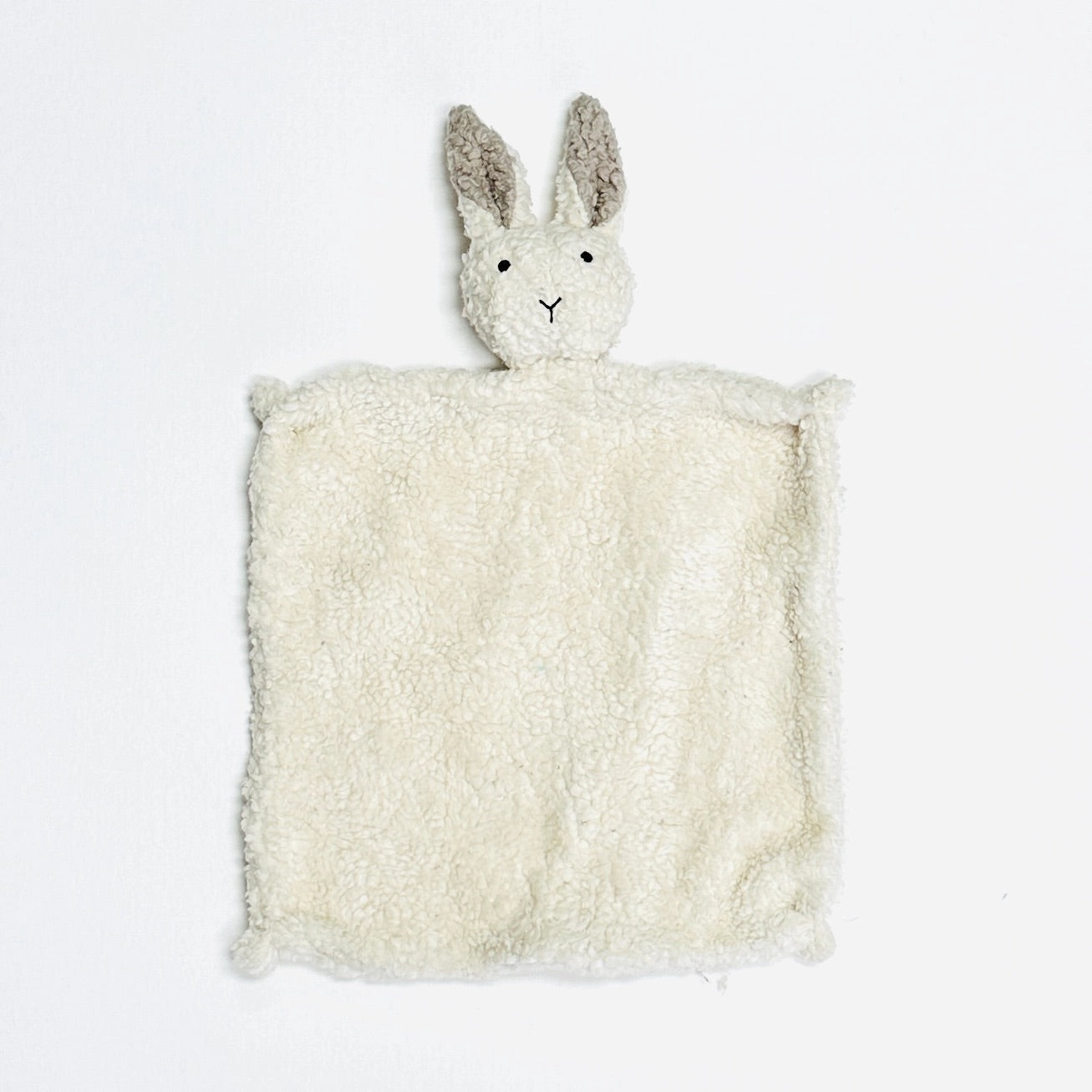 BUNNY - Organic SHERPA Lovey Baby Security Blanket Cuddle Cloth 
