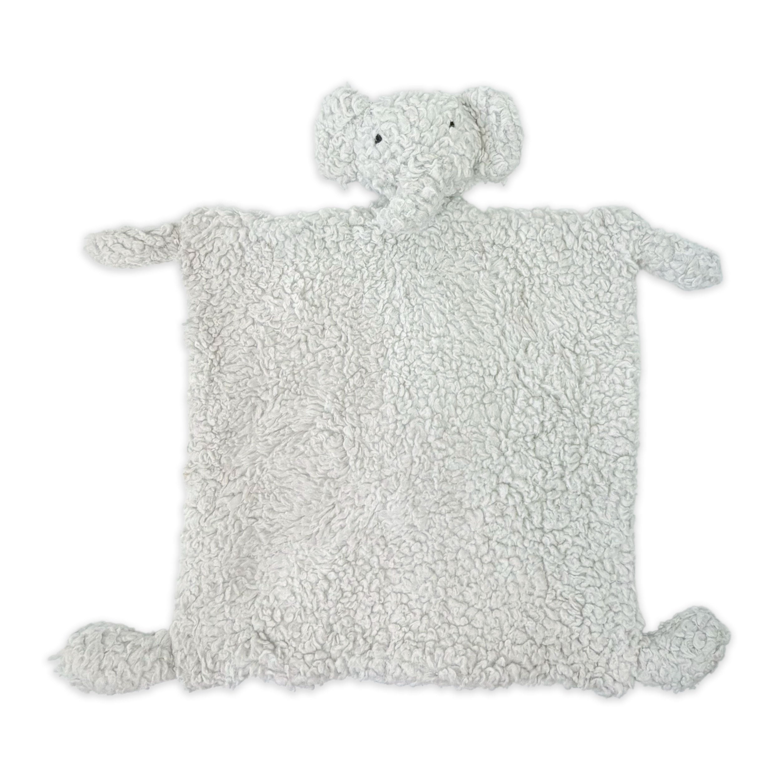 ELEPHANT - Organic SHERPA Lovey Baby Security Blanket Cuddle Cloth (Flat)