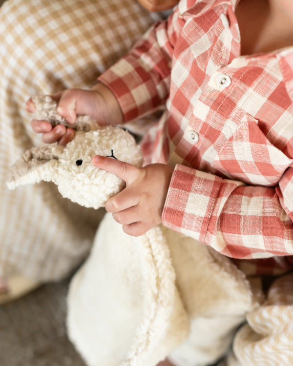 BUNNY - Organic SHERPA Lovey Baby Security Blanket Cuddle Cloth