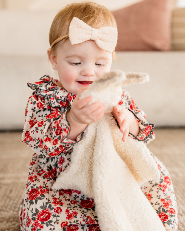 BUNNY - Organic SHERPA Lovey Baby Security Blanket Cuddle Cloth