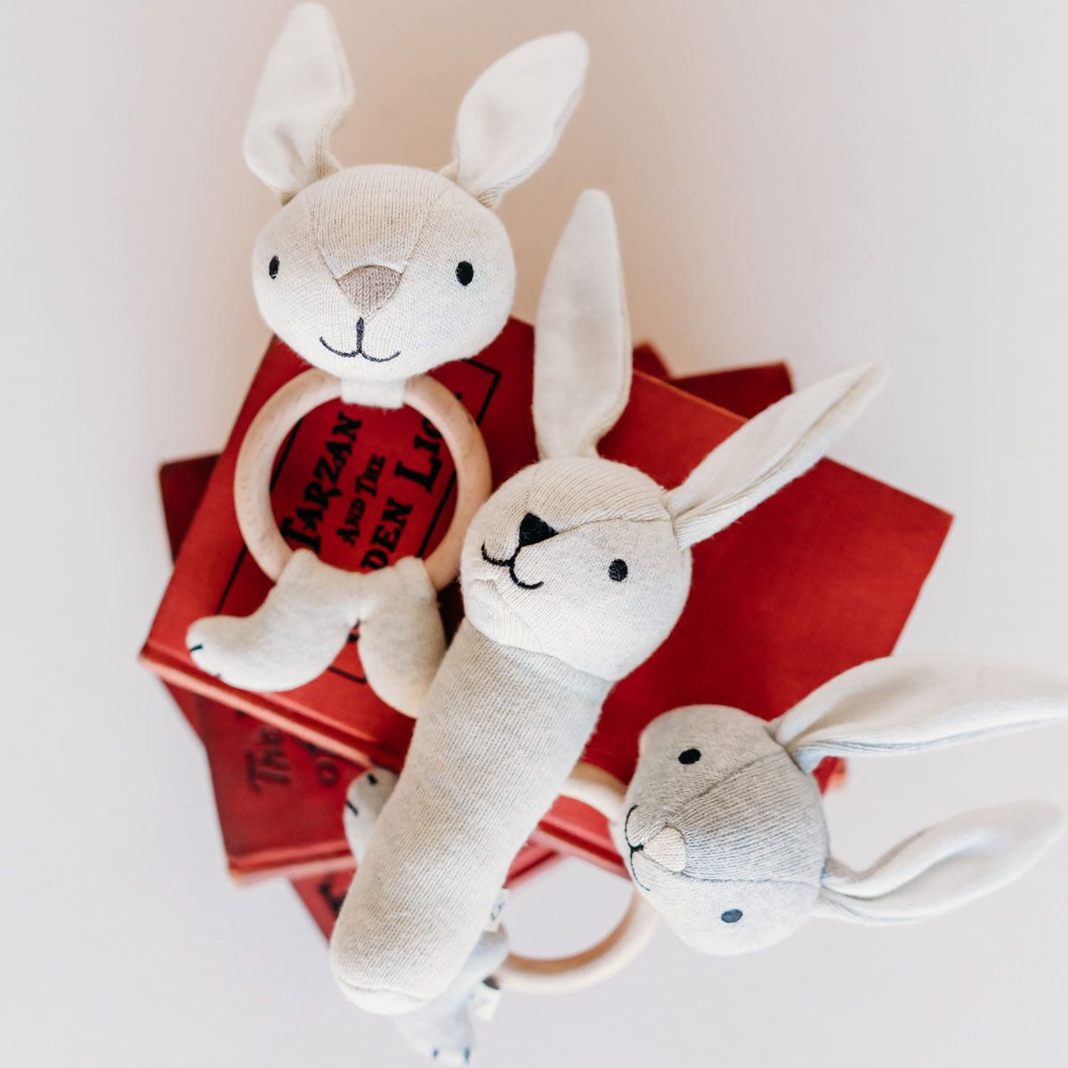 Bunny - Organic Stuffed Animal Baby Rattle Toys