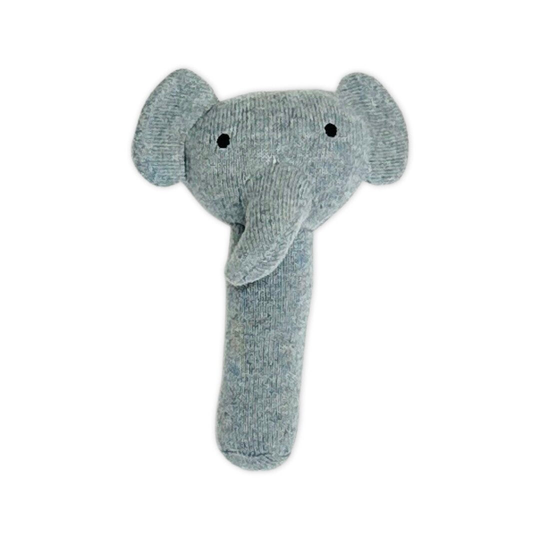 Elephant - Organic Cotton Knit Stick Rattle for Babies