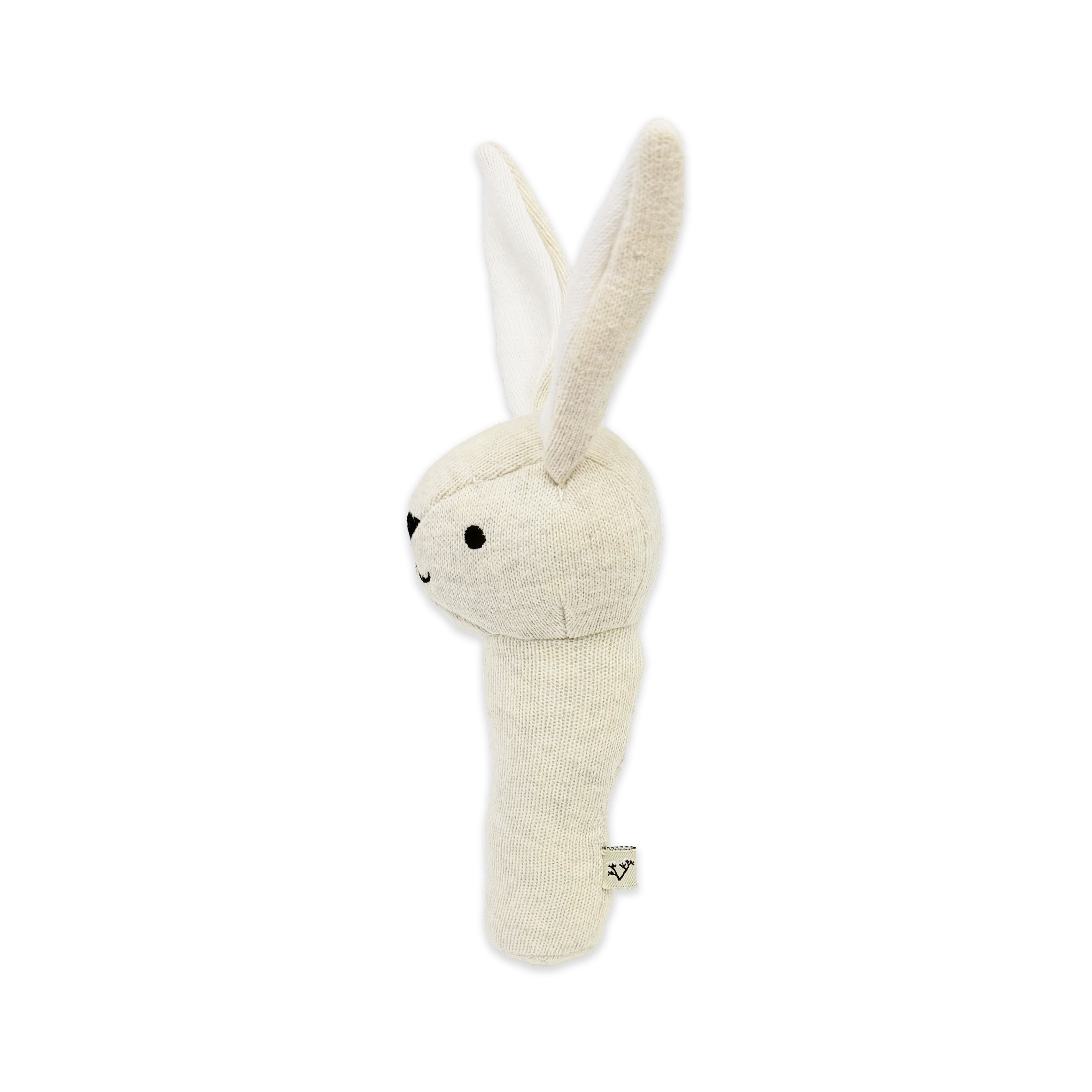Bunny - Organic Stuffed Animal Baby Stick Rattle Toy