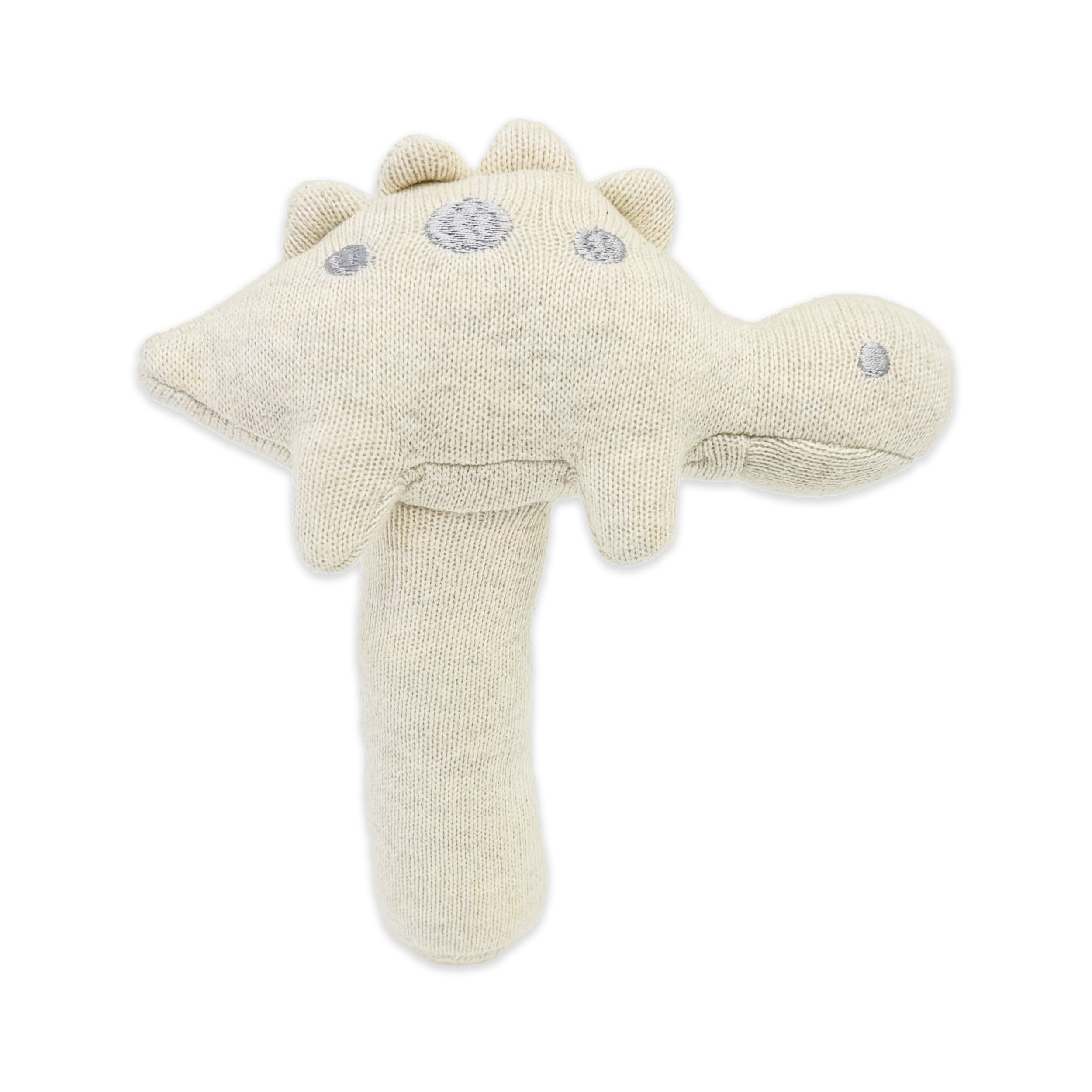 Dino - Organic Stuffed Animal Baby Stick Rattle Toy