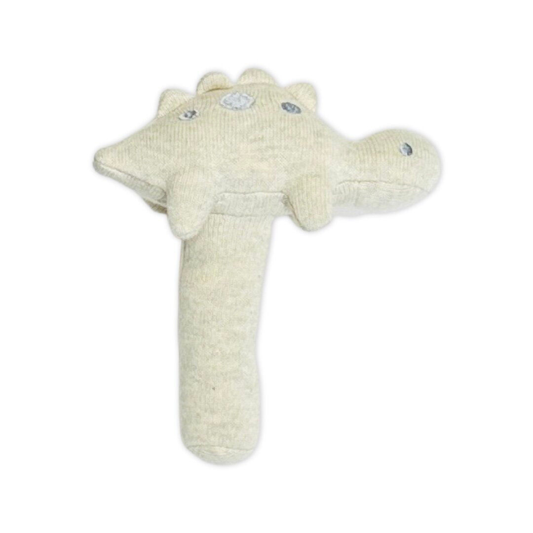 Dino - Organic Cotton Knit Stick Rattle for Babies