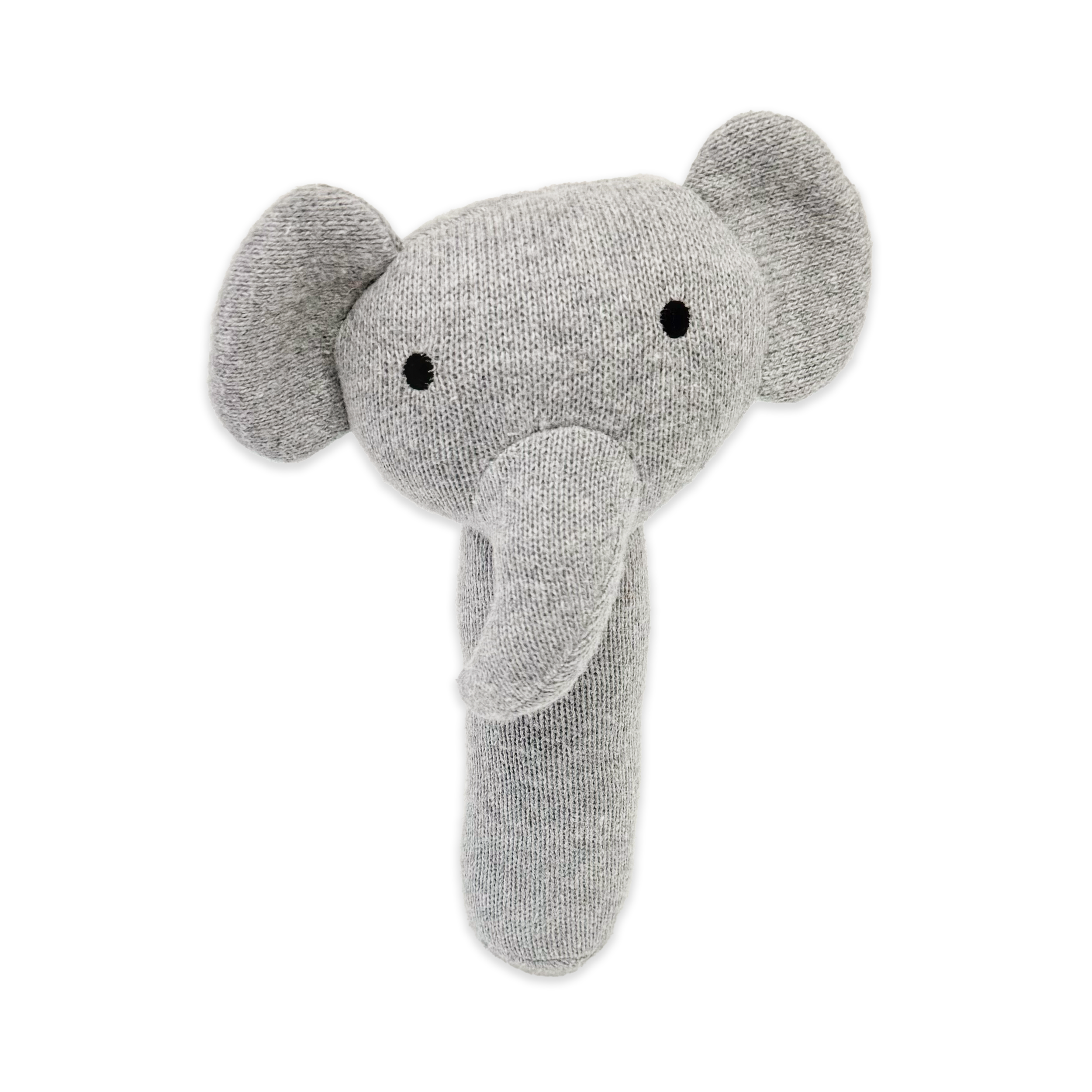 Elephant - Organic Stuffed Animal Baby Stick Rattle Toy
