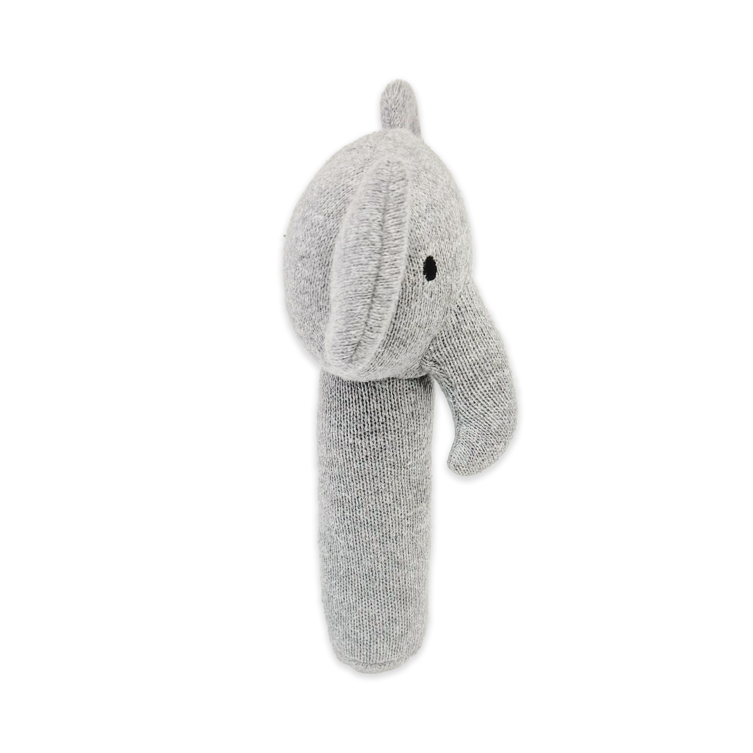 Elephant - Organic Stuffed Animal Baby Stick Rattle Toy