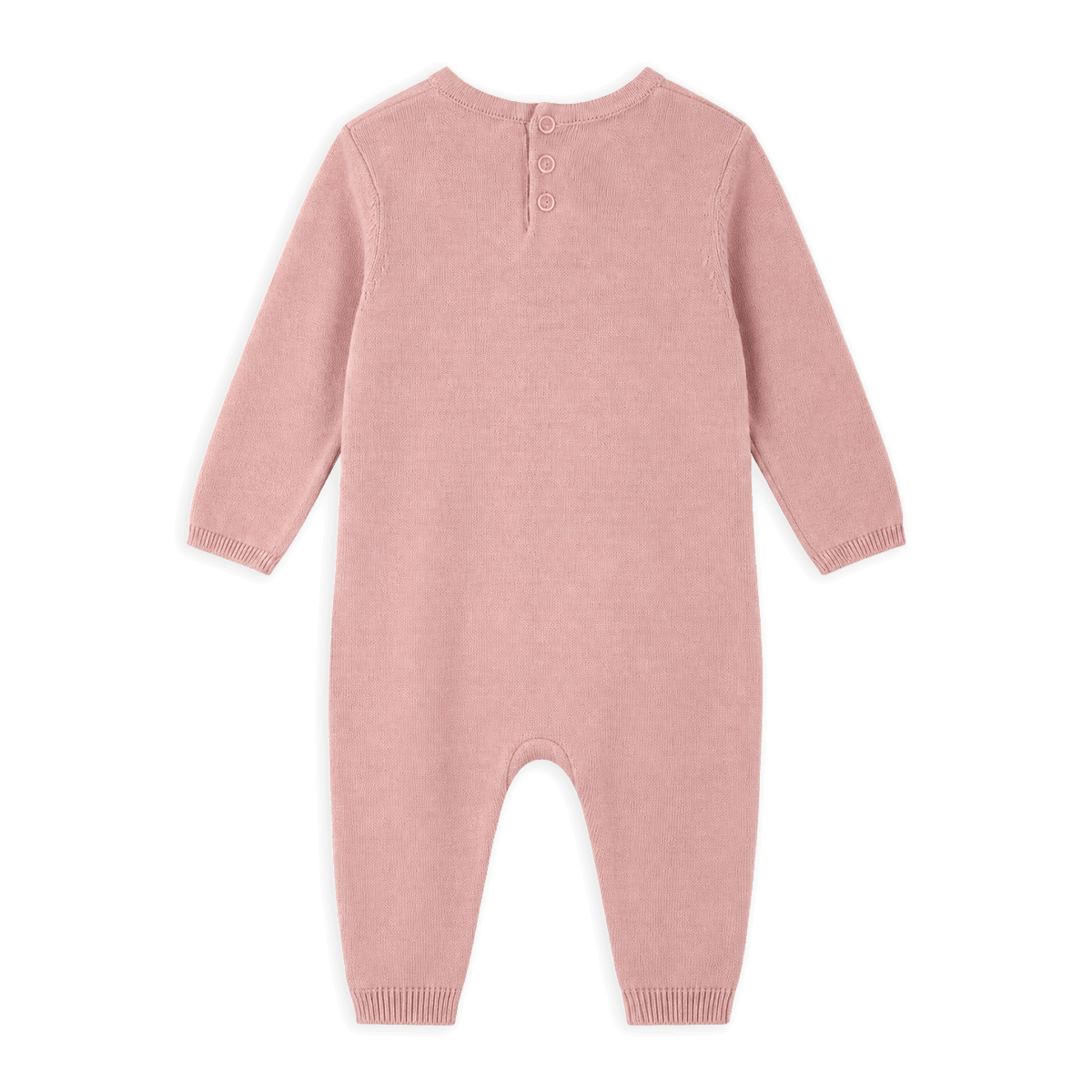 Organic Cotton Milan Earthy Sweater Knit Ruffle Baby Jumpsuit, Back