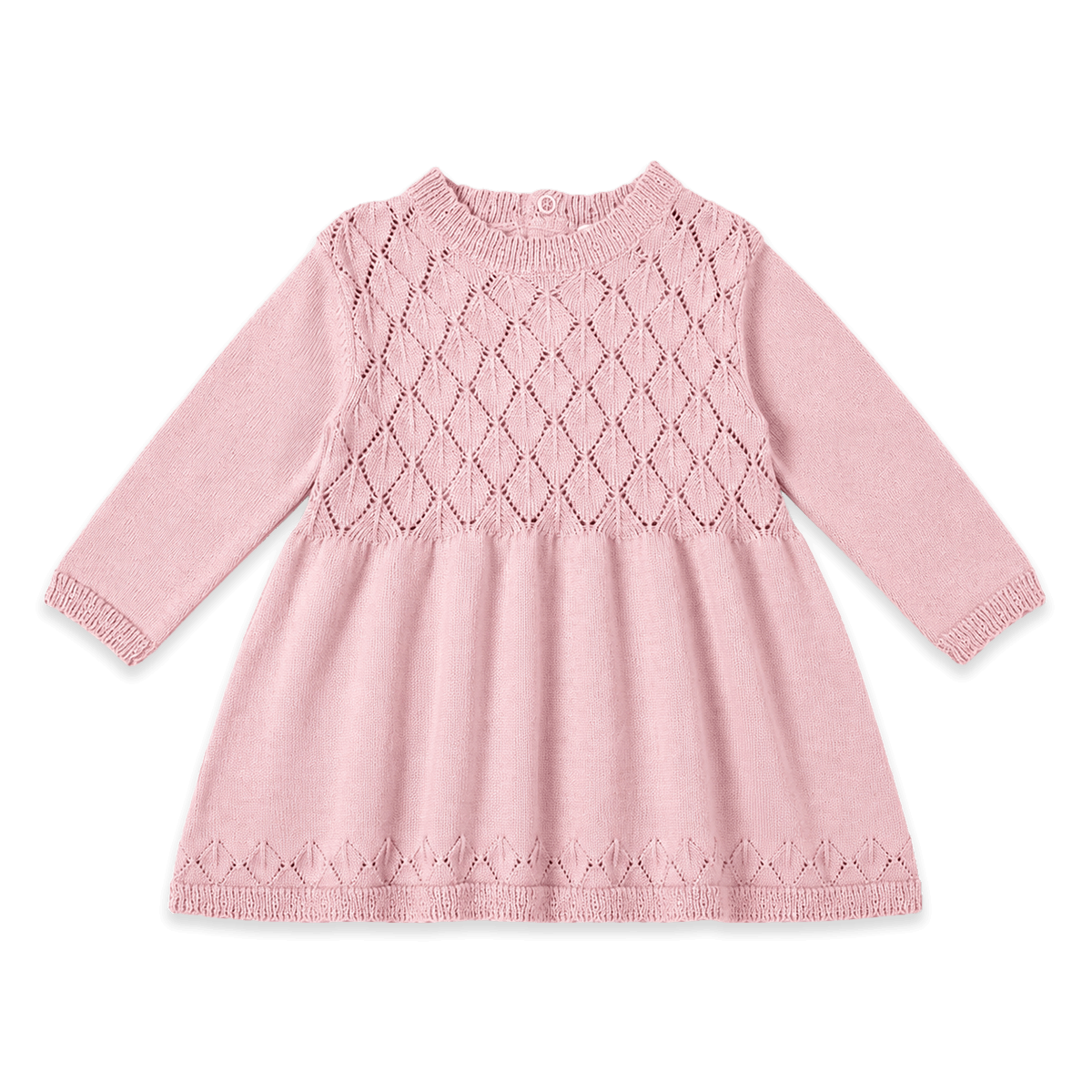 Milan Earthy Baby Pointelle Sweater Knit Dress (Organic Cotton) - Mauve Pink