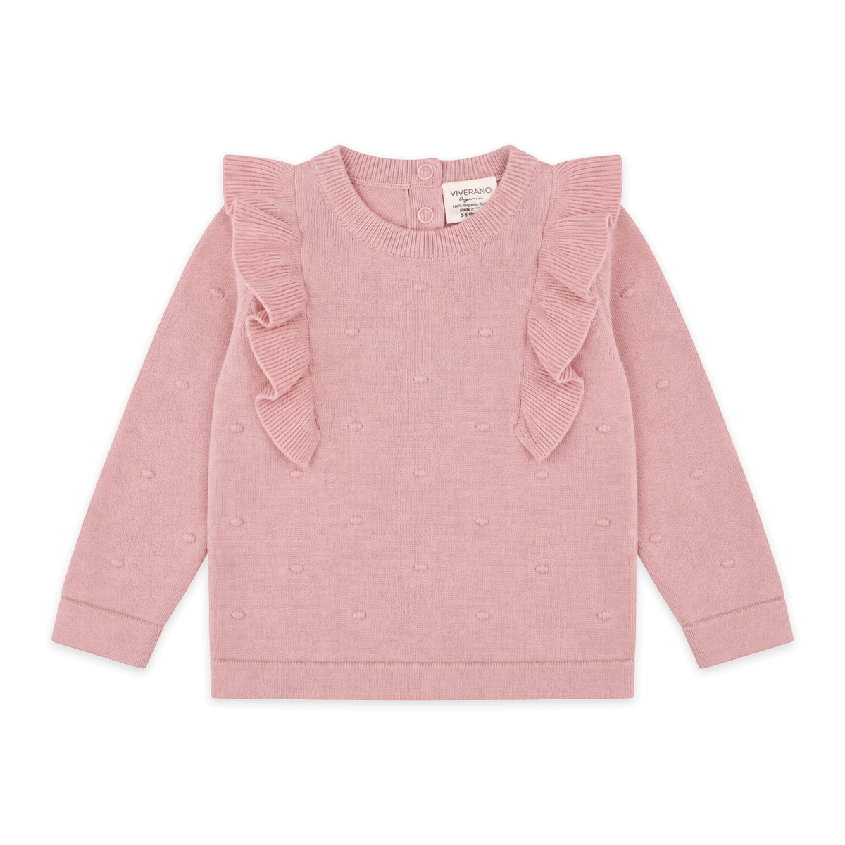 Milan Earthy Ruffle Bobble Baby Pullover Top Organic Cotton - Mauve Pink