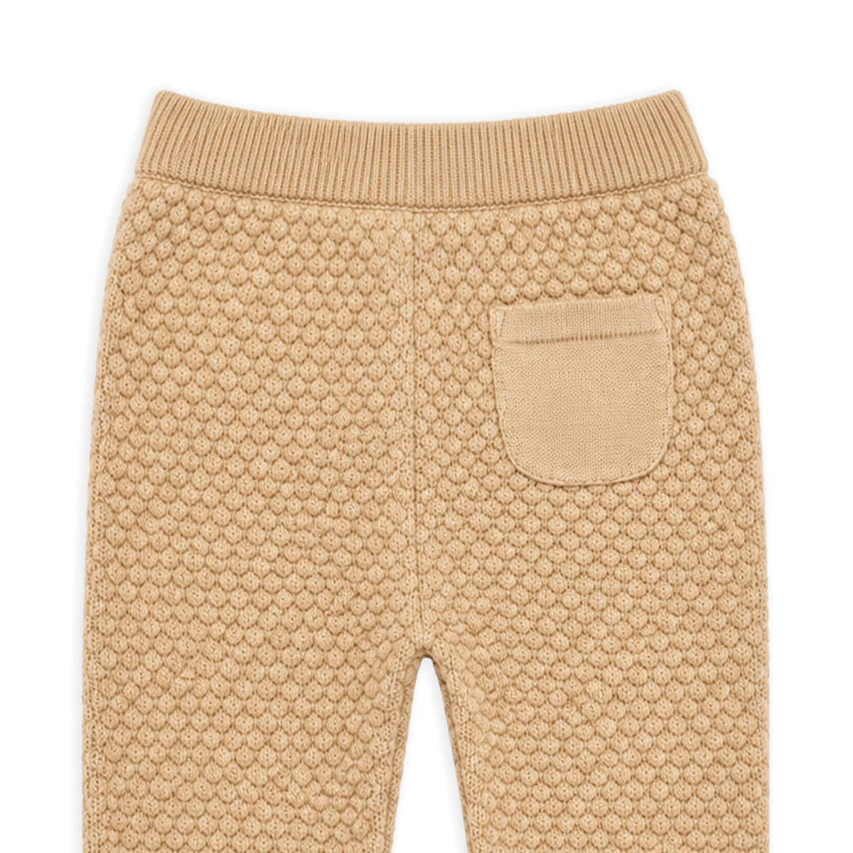 Earth Brown Waffle Milan Earthy Sweater Knit Baby Legging Pants, Pocket Detail
