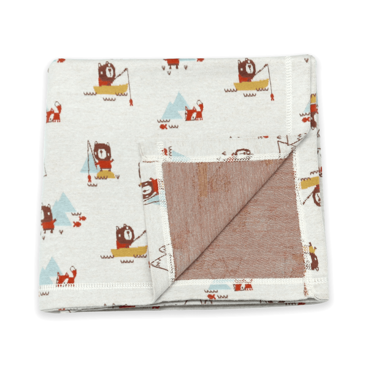 Camping Bear & Fox - Jacquard Sweater Knit Baby Blanket (Organic Cotton)