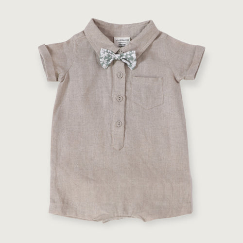 Baby Quilted Bow Moustache Romper main image 0