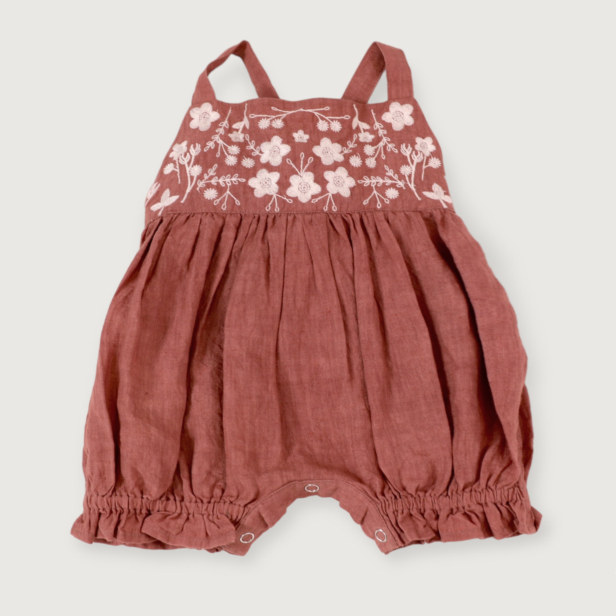 Floral Linen Baby Romper