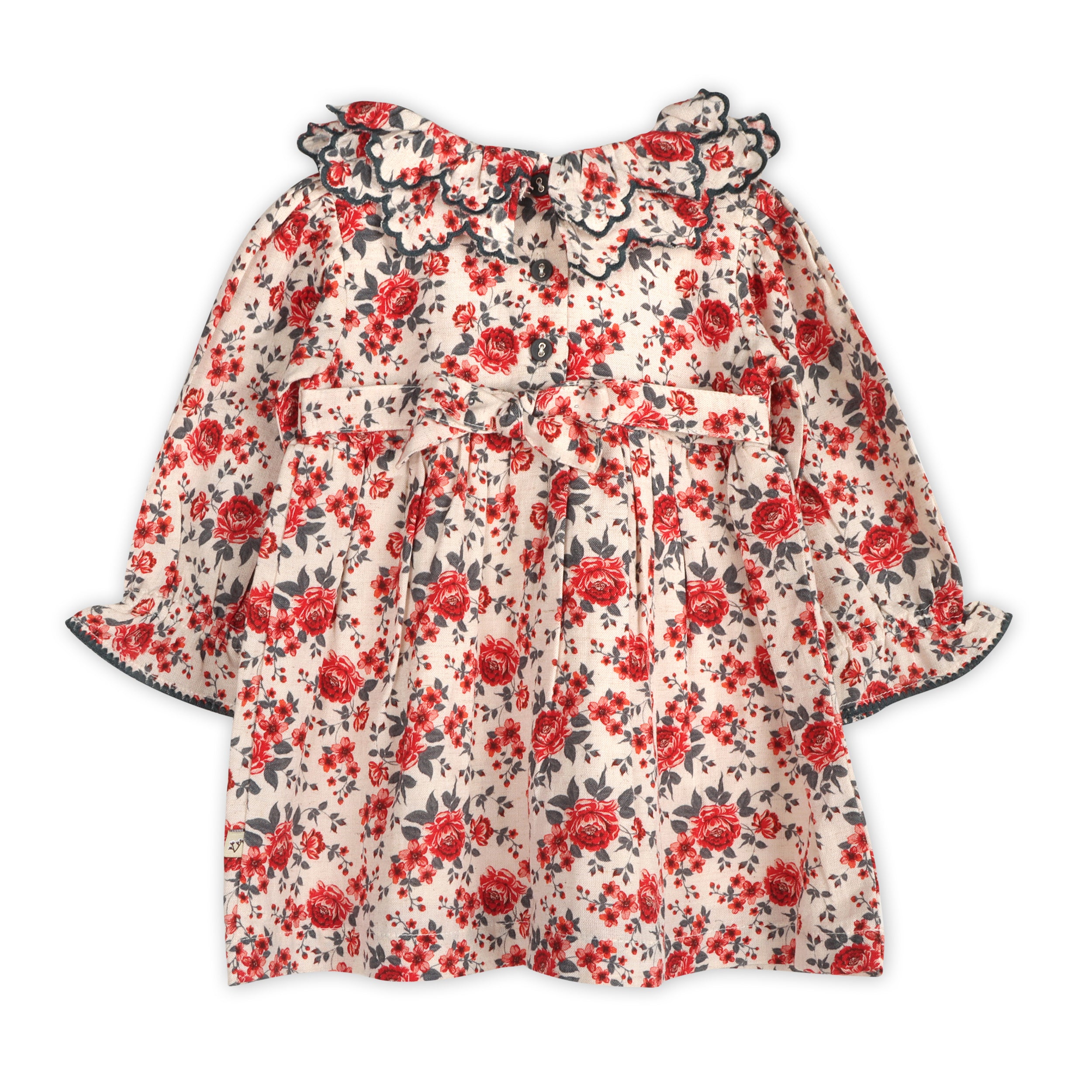 Amour Rose Floral Ruffle Baby Dress & Bloomer (Linen Blend)