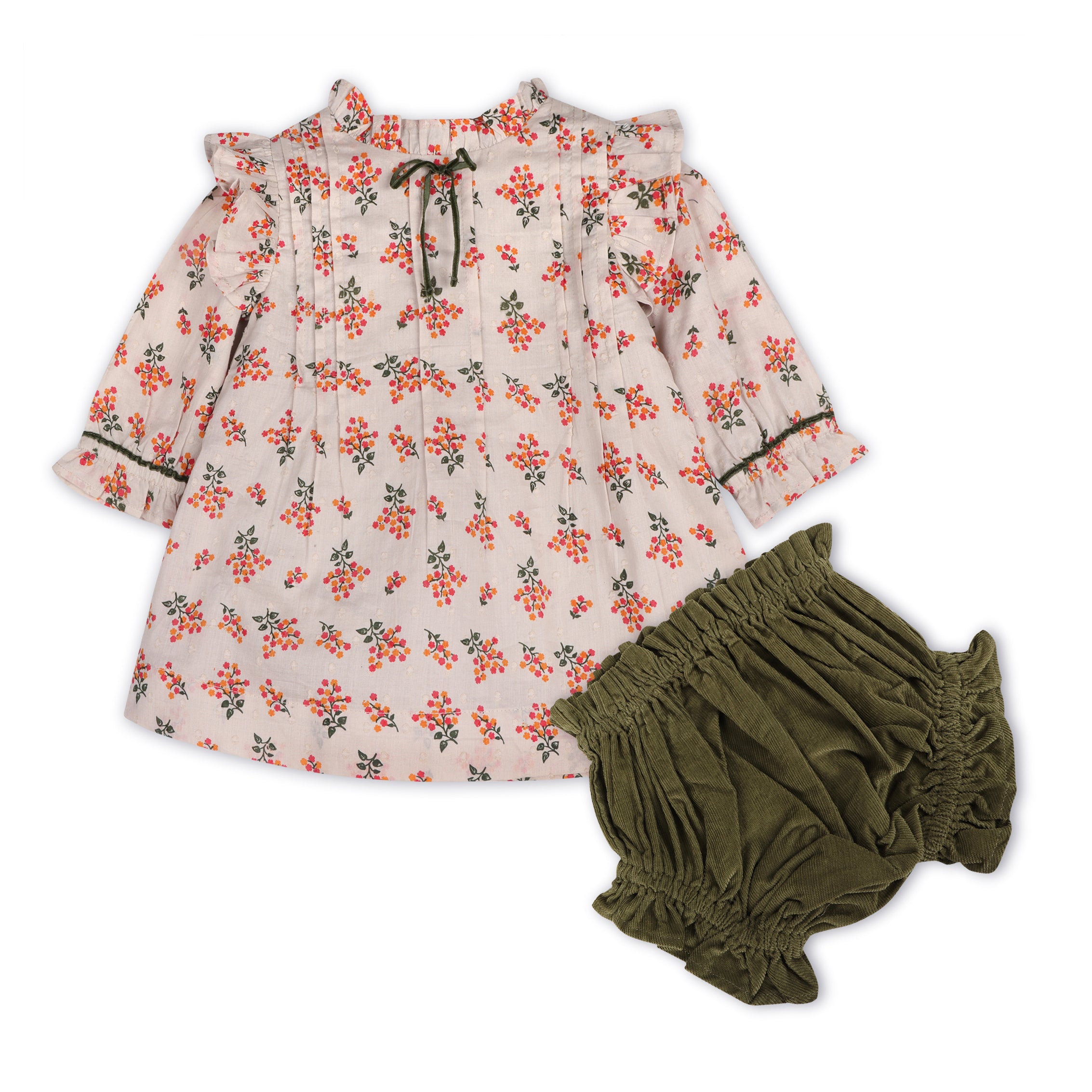 Lucca Floral Baby Dress & Bloomer Set (Organic Cotton)