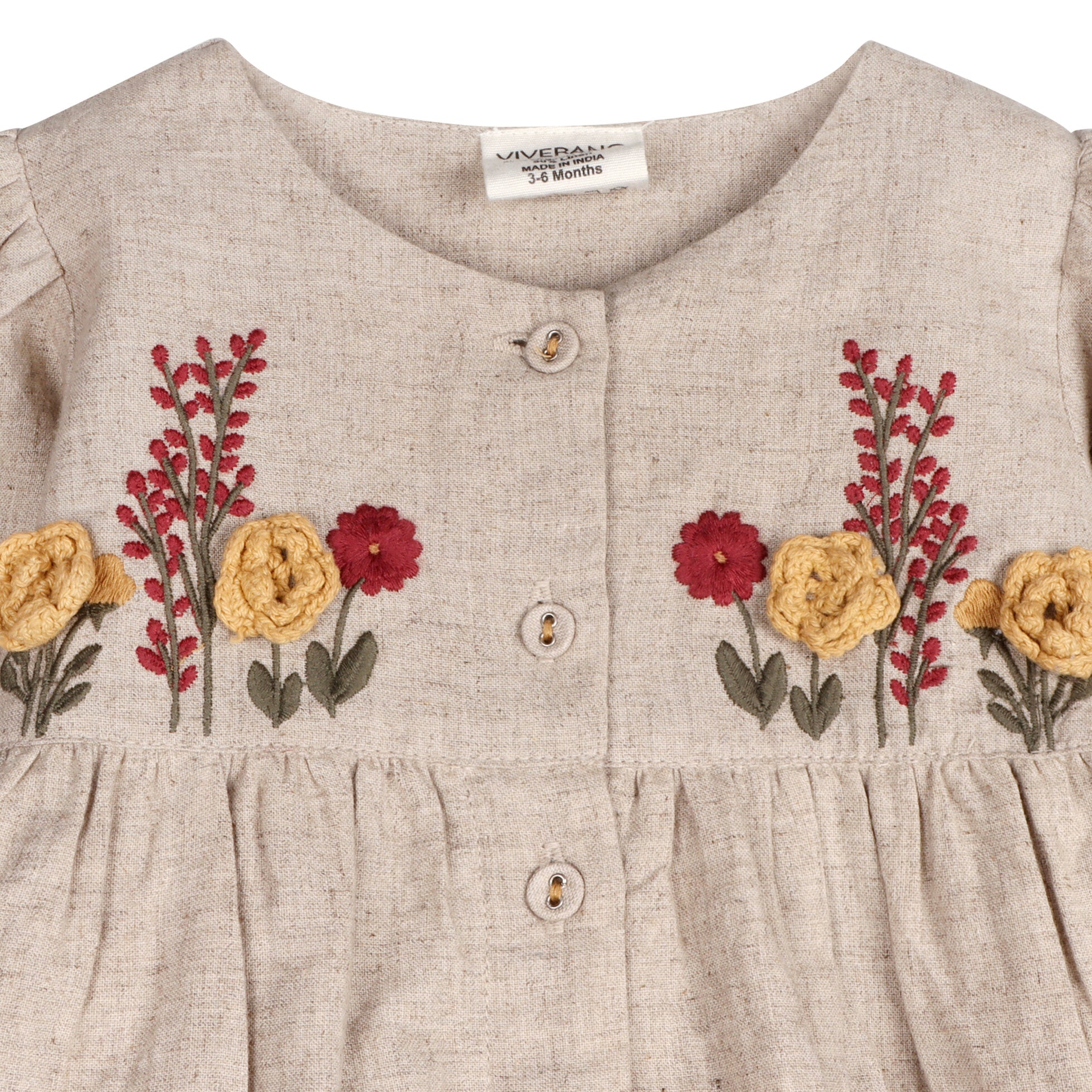 Ravello Linen Embroidered Baby Dress & Bloomer Set (Linen Blend)