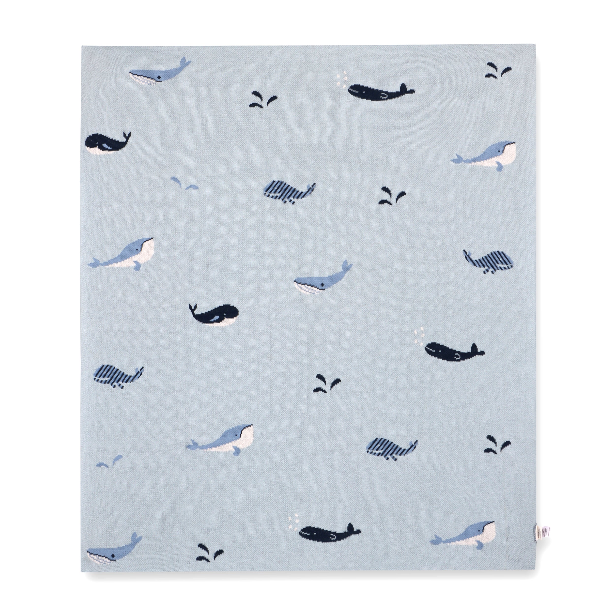 Whales Jacquard Sweater Knit Organic Cotton Baby Blankets by Viverano