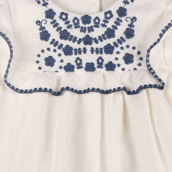 Elegant Fashion Embroidered Baby Dress and Bloomer Set - Silver main image 0