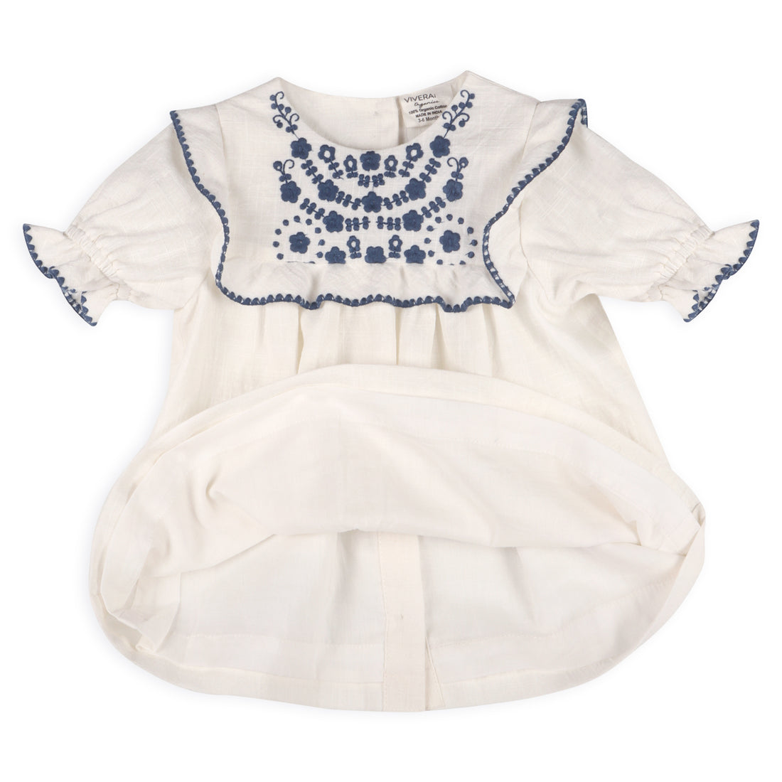 Viverano Embroidered Corduroy Tie Baby Dress & Fancy Bloomer Set (Organic)