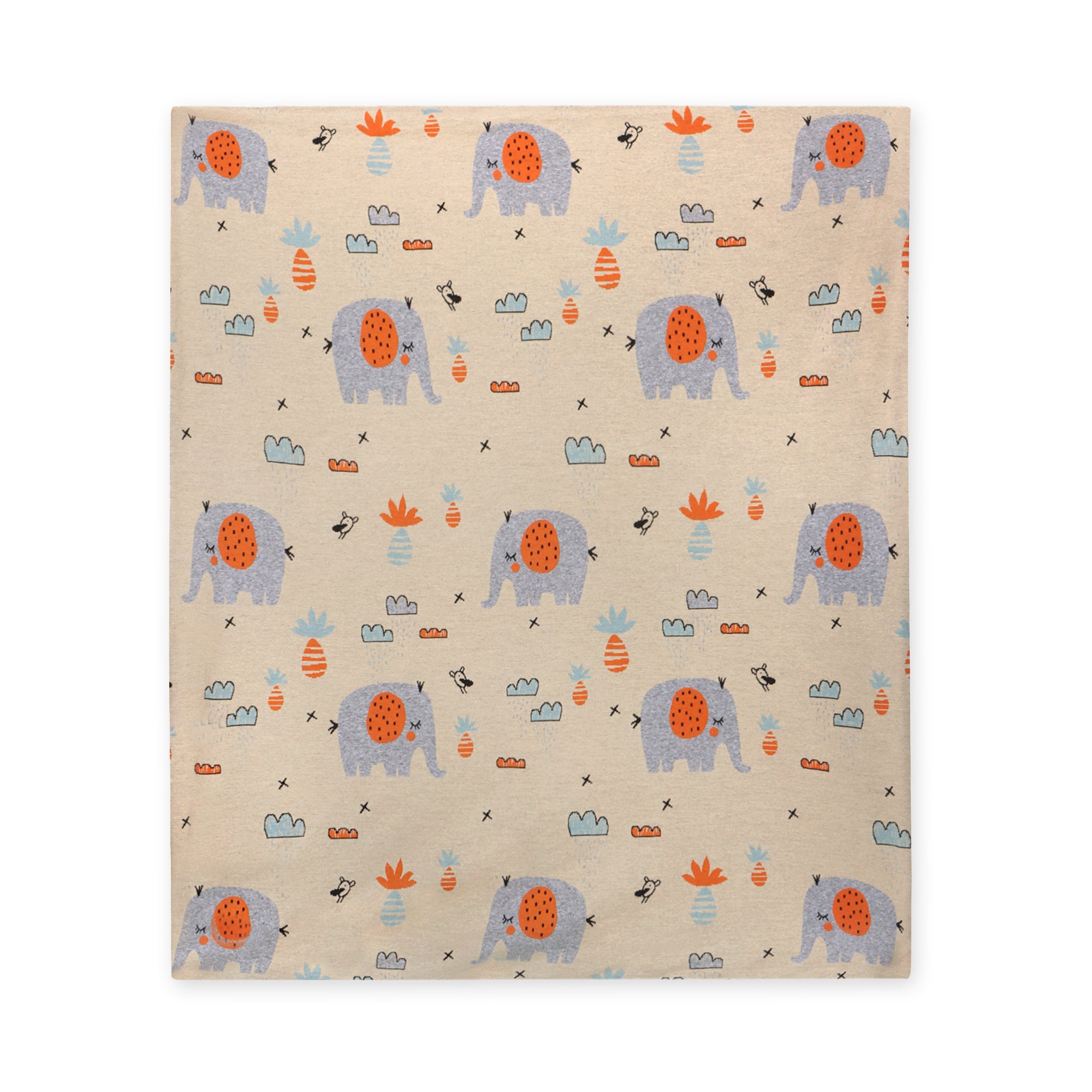 Elephant Safari Cozy Sherpa Jacquard Knit Baby Blanket (Organic)