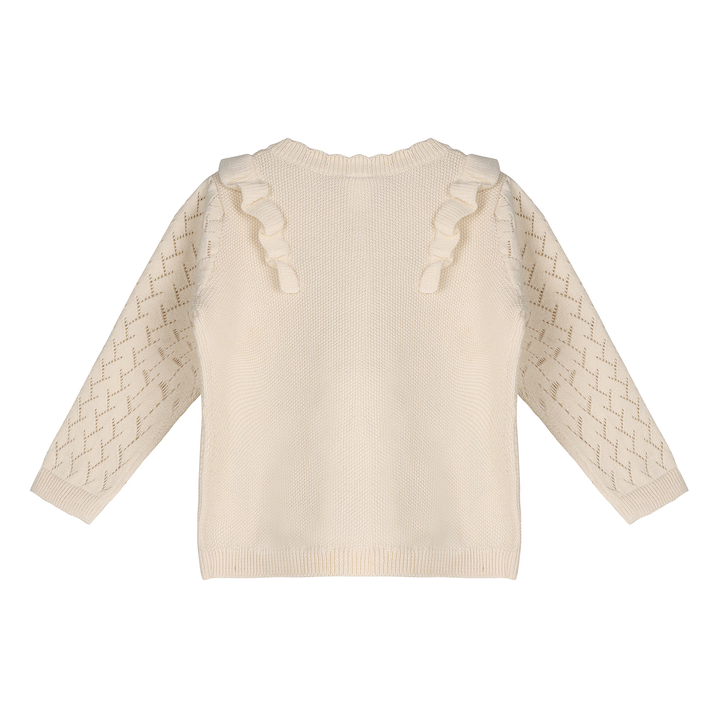  Ruffle Floral Embroidered Baby Sweater Knit Cardigan (Organic Cotton)