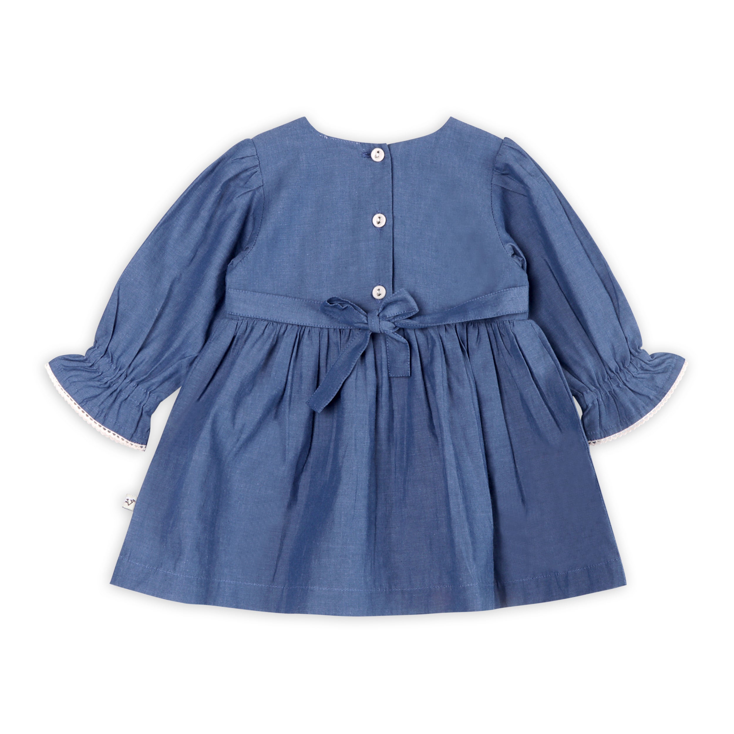 Hudson Soft Chambray Embroidered Baby Dress & Bloomer Set (Organic Cotton)