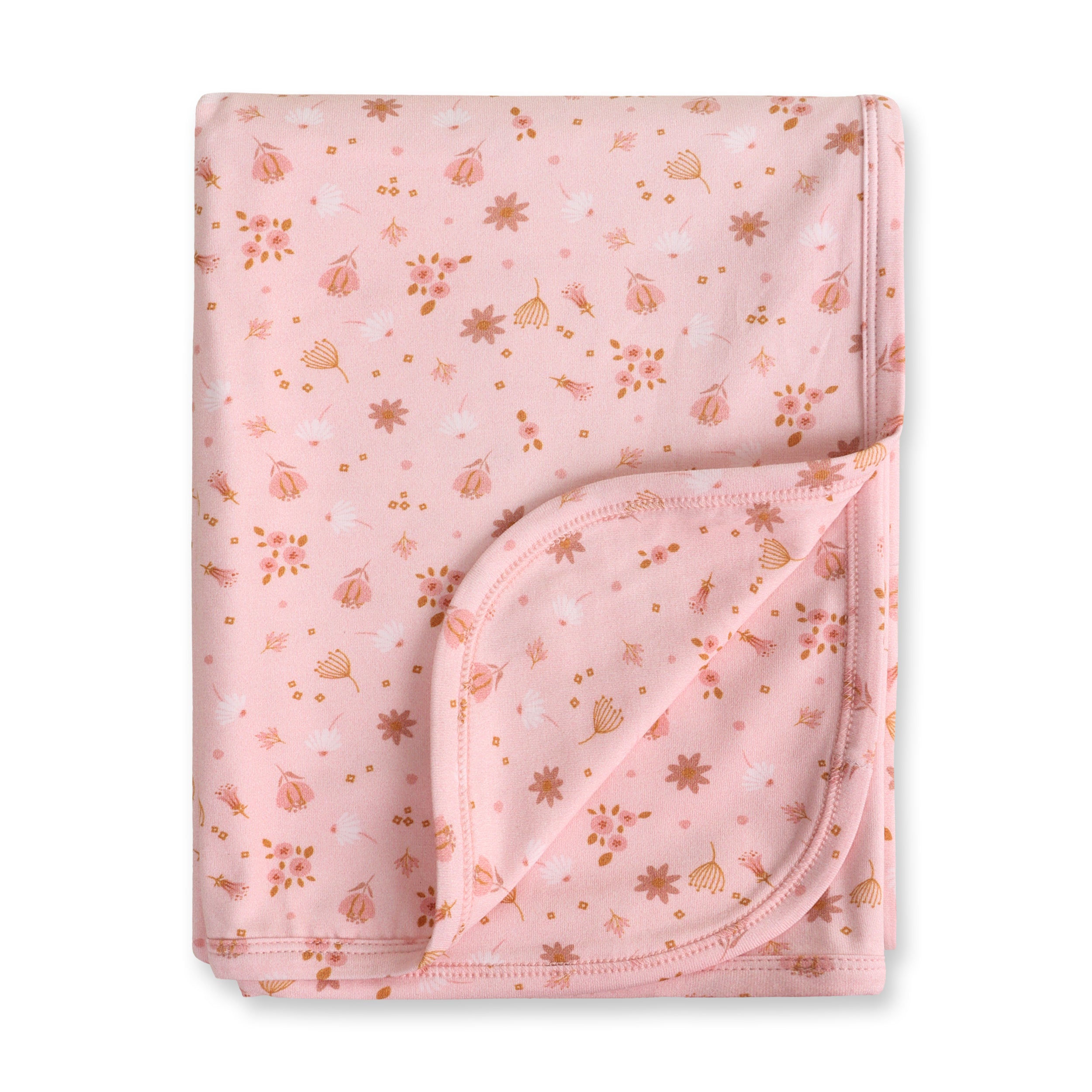 Pink Floral Reversible Baby Blanket (Organic Jersey)