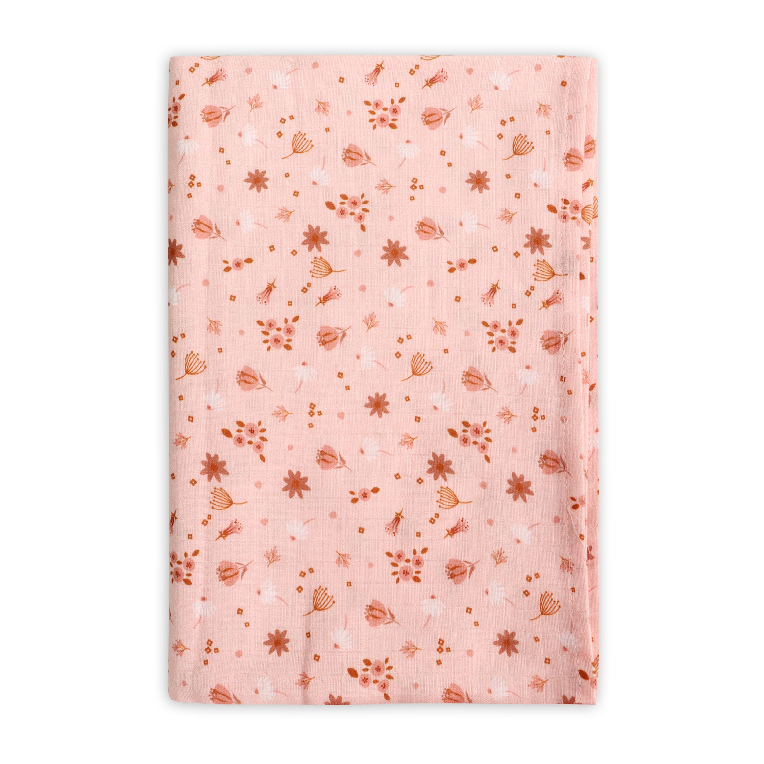 Pink Floral Baby Swaddle Blanket (Organic Muslin)