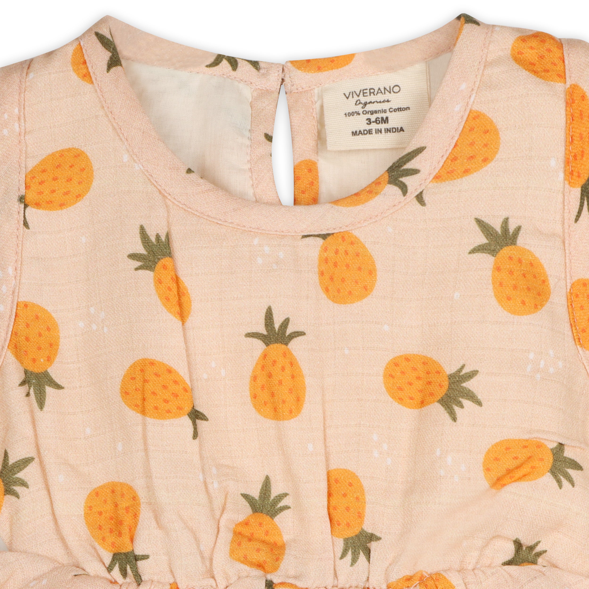 Pineapple 3 Tier Ruffle Short Baby Romper+Headband (Organic Muslin)