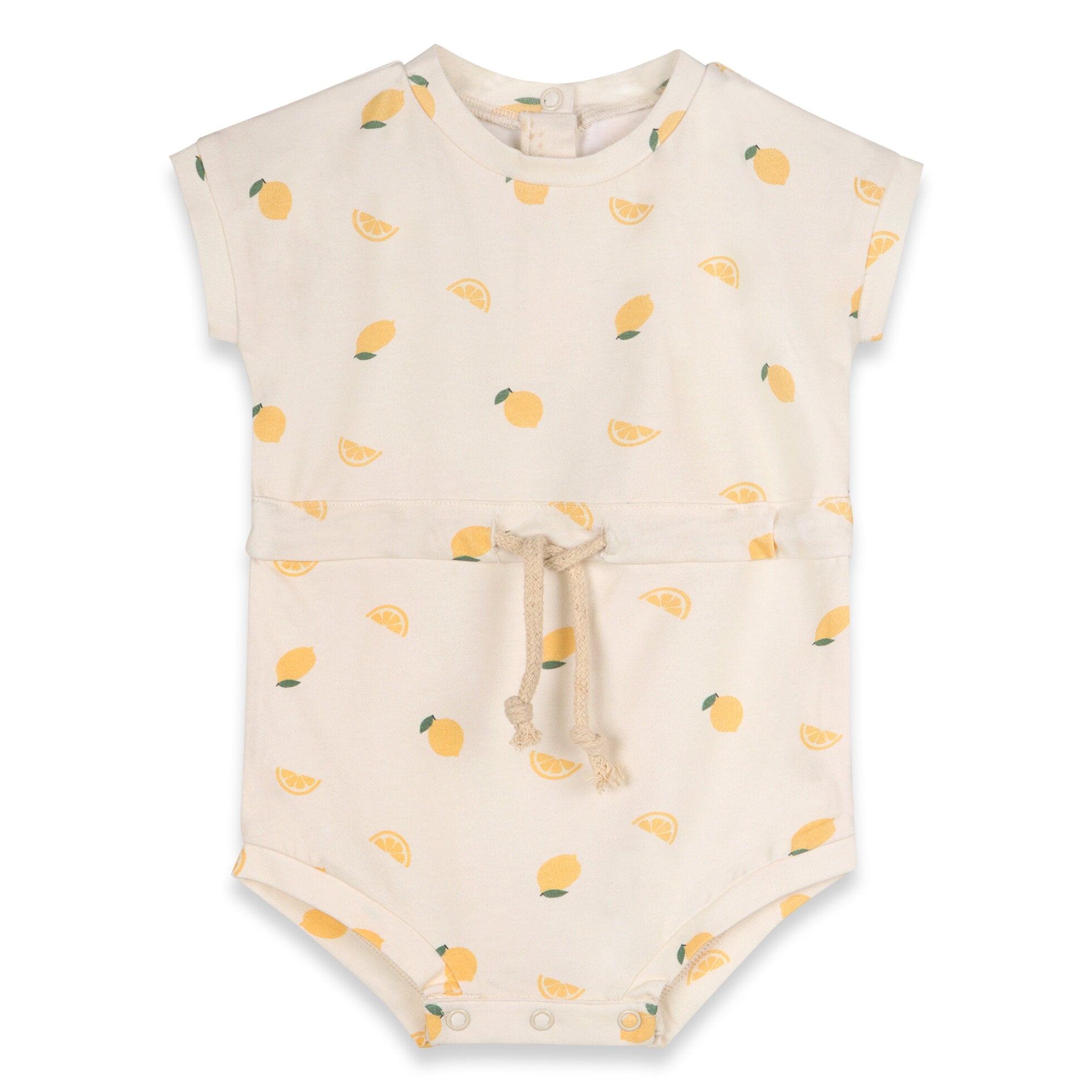 Lemon Waist Tie Short Baby Romper (Organic Jersey)