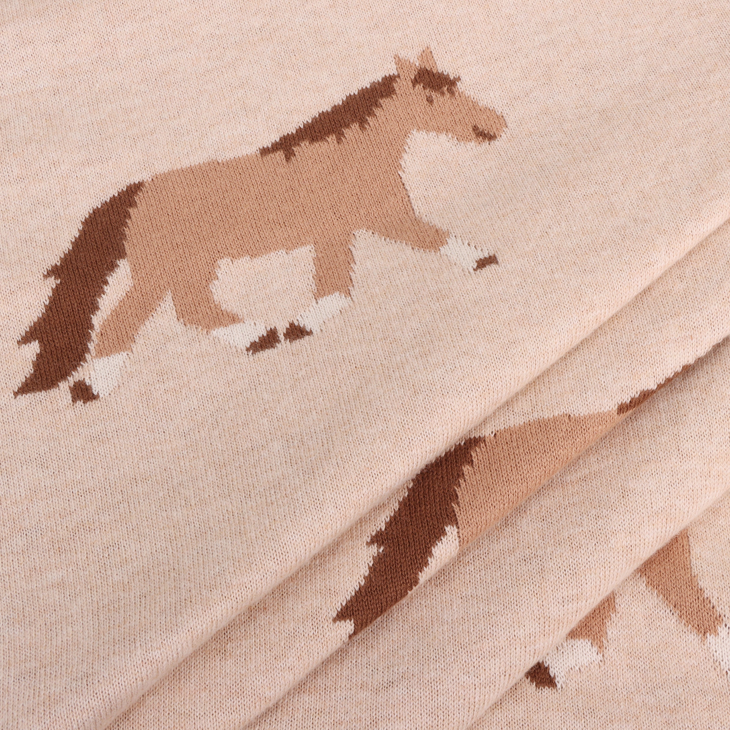 Horse Pony Snuggles - Organic Cotton Jacquard Knit Baby Blanket