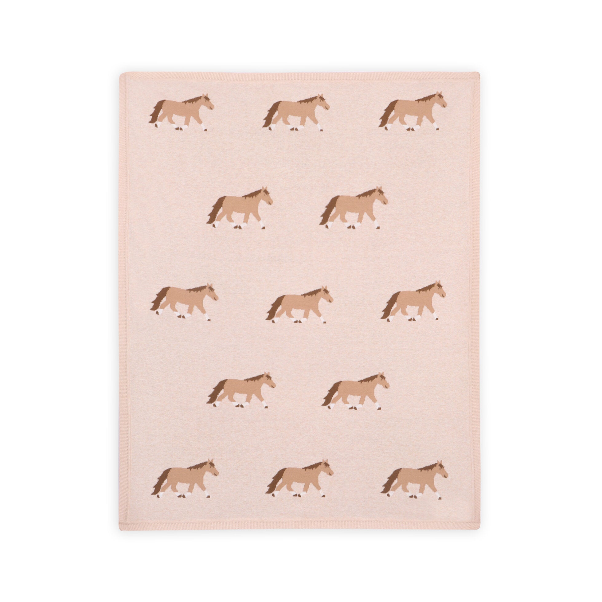 Horse Pony Snuggles - Organic Cotton Jacquard Knit Baby Blanket