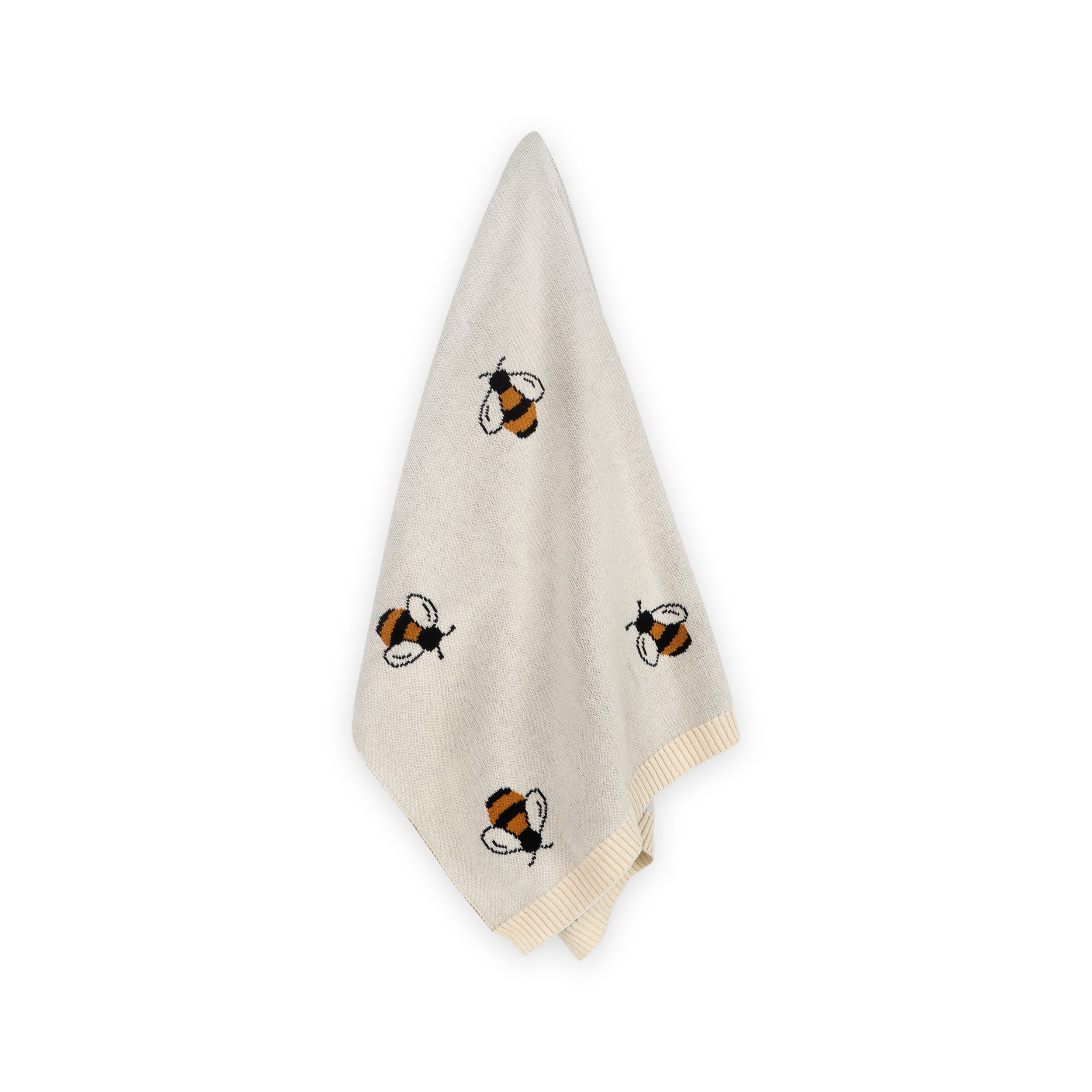Bees Jacquard Sweater Knit Organic Cotton Baby Blankets by Viverano