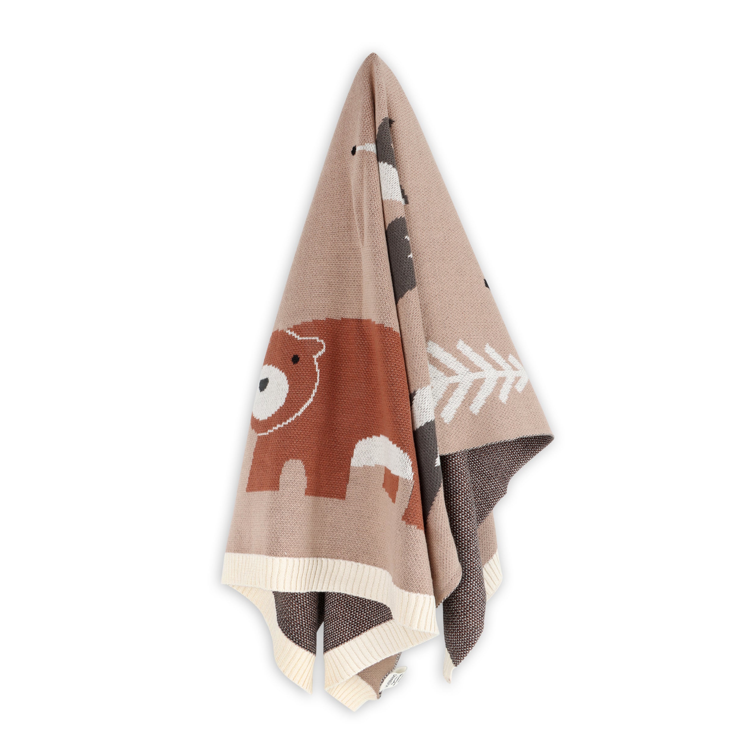 Woodland Bear - Organic Cotton Jacquard Sweater Knit Baby Blanket